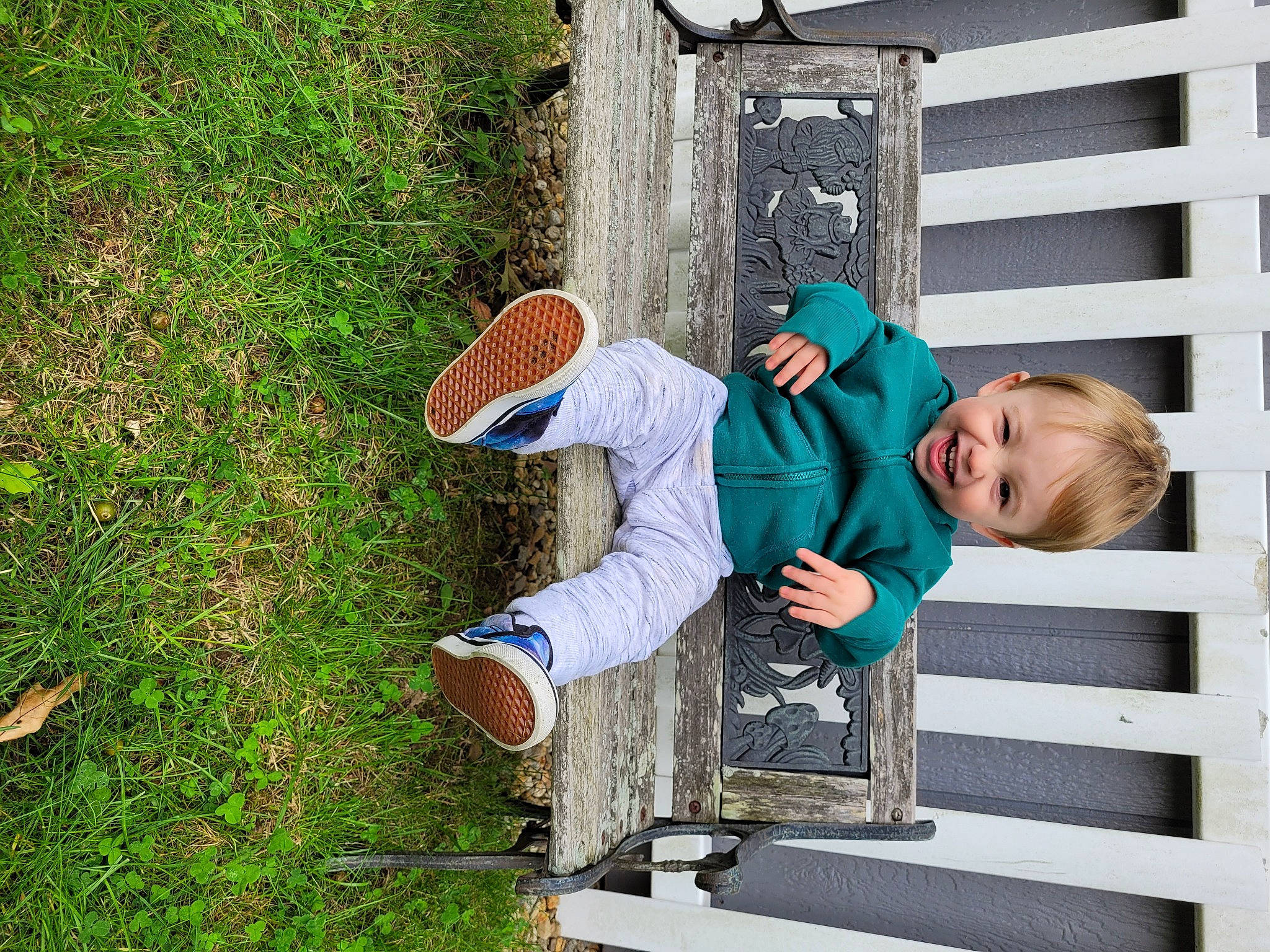 Tyler is registered to the contest to win money with this photo: baby_toddler_clothing, child, fun, grass, happy, hat, leisure, people_in_nature, person, plant, sitting, smile, toddler, tree, wood