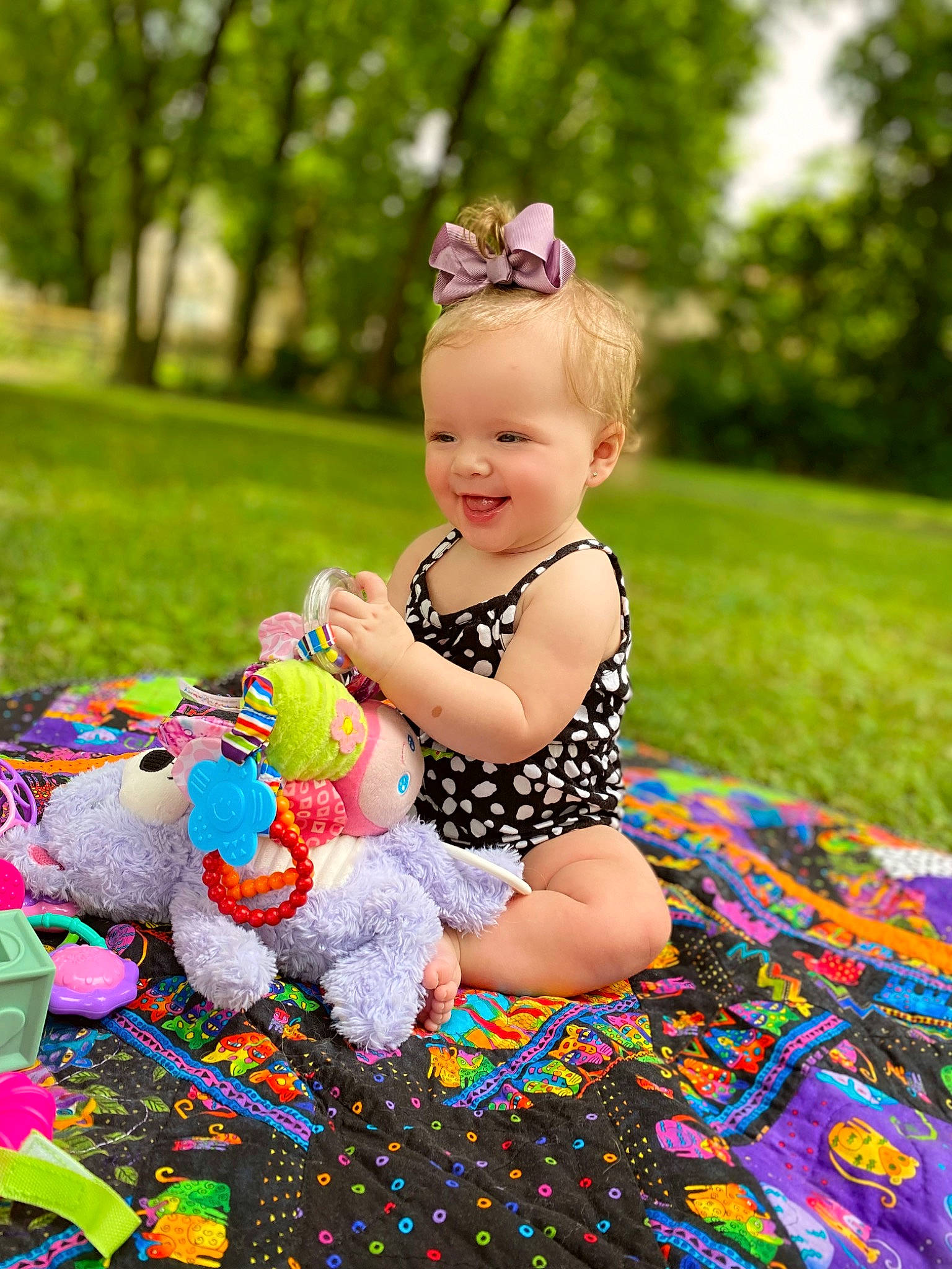 Ayla joined the competition — help win amazing prizes! baby, baby_toddler_clothing, child, dress, fun, grass, green, happy, joy, leisure, magenta, meadow, pattern, people, people_in_nature, person, pink, plant, smile, summer