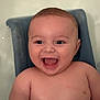 baby, smiling, happy, child, face, skin, water, bath, blue, seat, infant, cute, portrait, indoors, young, expression, joy, person, head, mouth
