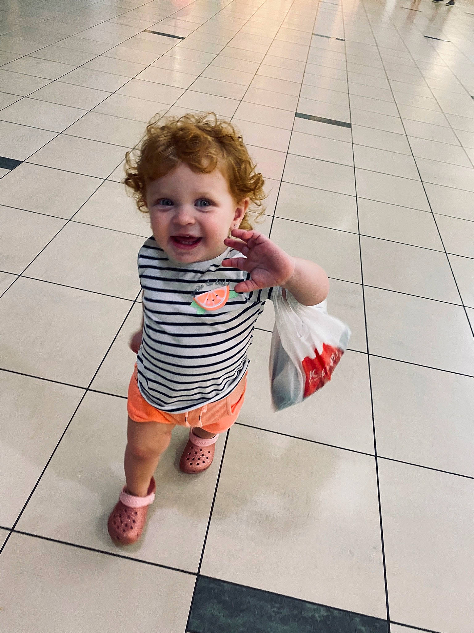 Jessa joined the competition — help win amazing prizes! child, floor, flooring, fun, joy, leg, person, play, snapshot, standing, summer, tile, toddler, vacation