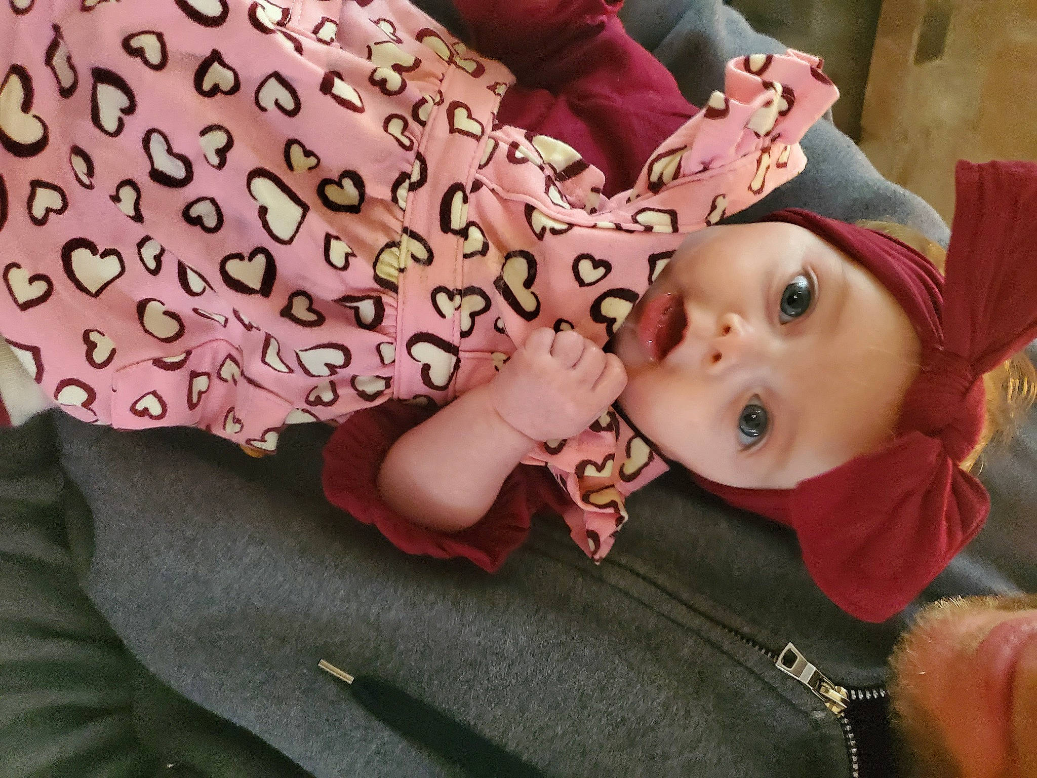 Mylah joined the competition — help win amazing prizes! baby, baby_products, baby_toddler_clothing, cheek, child, comfort, facial_expression, fashion_accessory, finger, hand, happy, hat, headwear, linens, lip, nail, nose, person, pink, skin