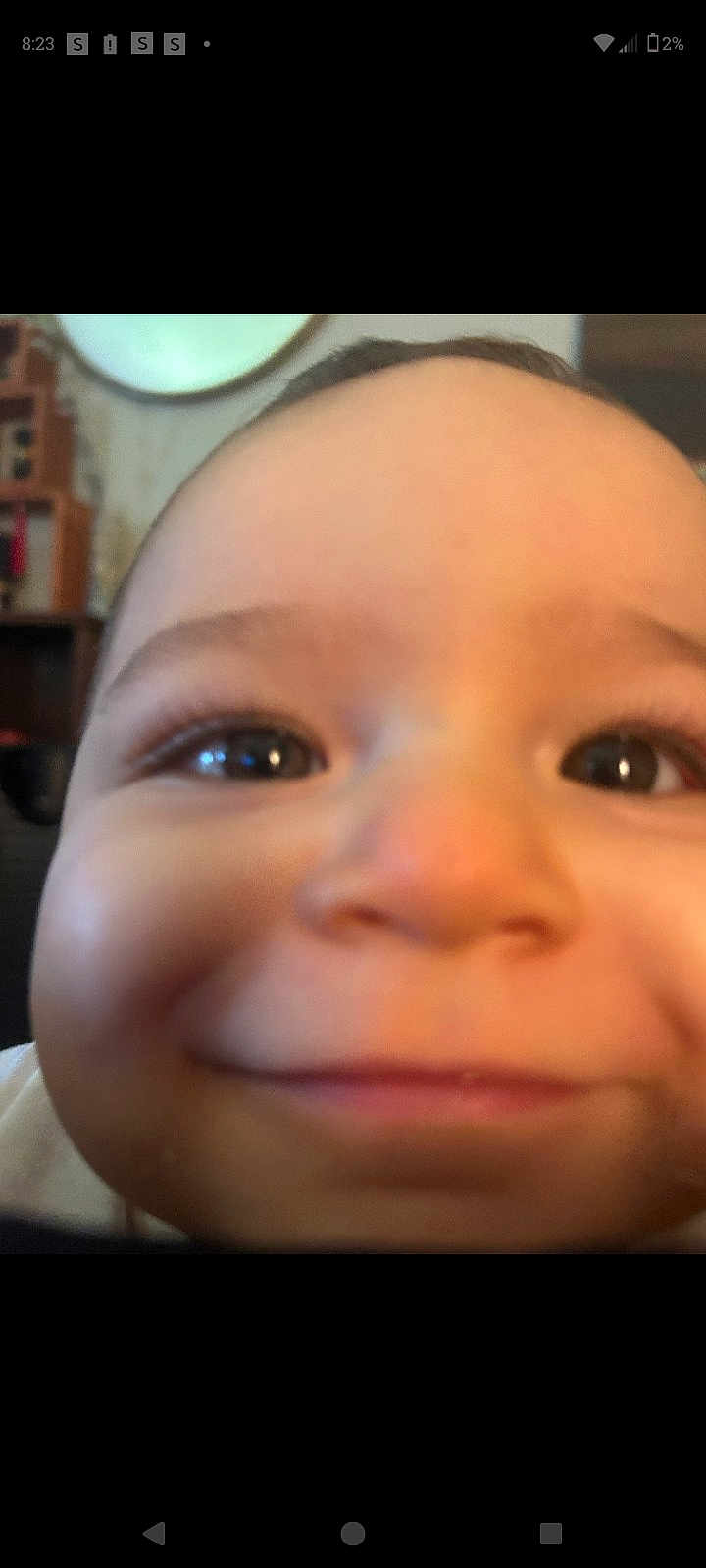 Romeo is registered to the contest to win money with this photo: baby, close_up, face, smile, cheeks, eyes, infant, cute, child, portrait, skin, head, happy, indoors, expression, young, person, chubby, nose, mouth