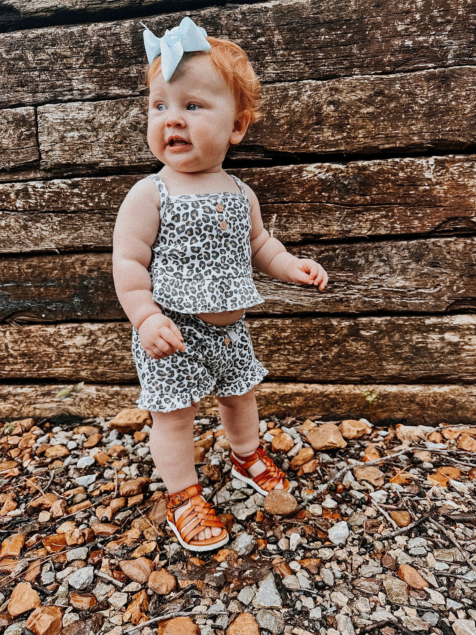 Payton joined the competition — help win amazing prizes! baby, baby_toddler_clothing, brick, child, eye, face, flash_photography, grass, happy, human_leg, pattern, people_in_nature, person, rock, sitting, soil, standing, t_shirt, toddler, waist