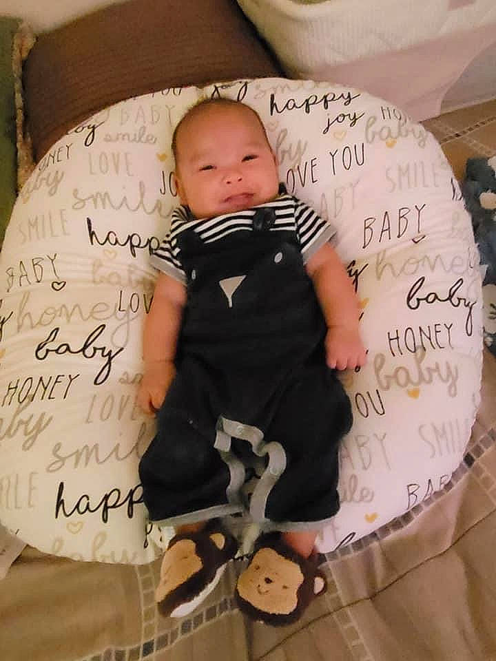 Andrew joined the competition — help win amazing prizes! baby, baby_carriage, baby_products, baby_toddler_clothing, brown, chair, child, comfort, flooring, font, handwriting, happy, pattern, person, photo_caption, pink, sitting, sleeve, t_shirt, textile