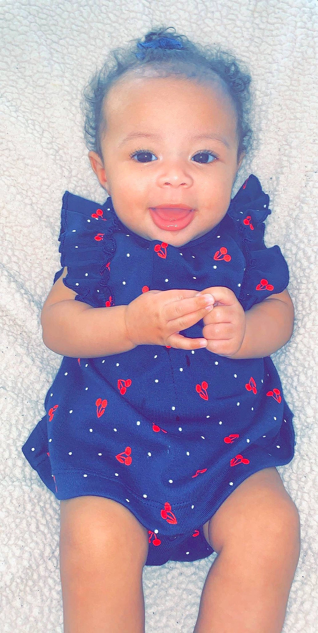 Lexi Jane is registered to the contest to win money with this photo: baby, baby_toddler_clothing, blue, cheek, child, face, lip, pattern, person, skin, sleeve, smile, toddler