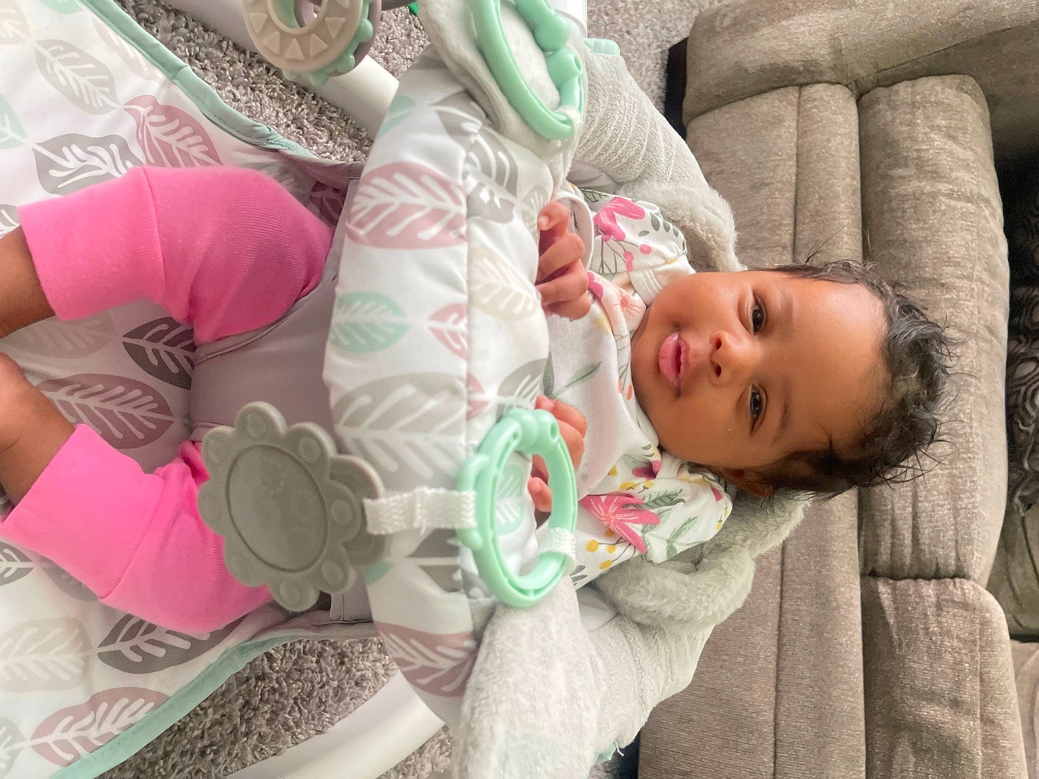 Joelle joined the competition — help win amazing prizes! baby, baby_products, baby_toddler_clothing, bedtime, cheek, child, comfort, eye, face, hand, head, linens, pattern, person, pink, product, room, sitting, skin, textile