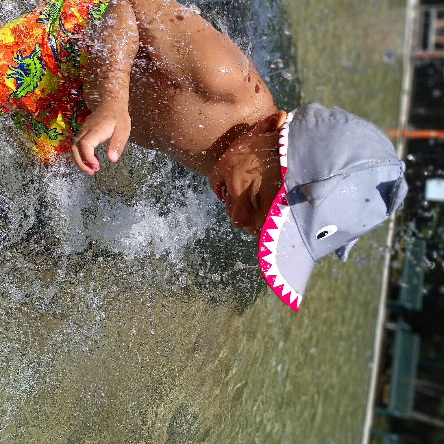 Lucas is registered to the contest to win money with this photo: barechested, fun, water