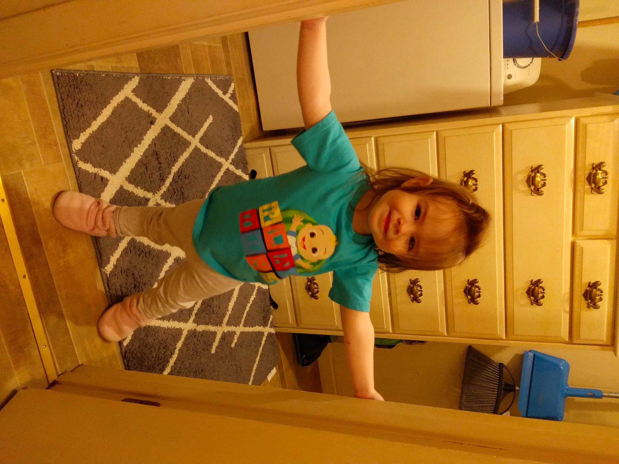 Ericka joined the competition — help win amazing prizes! baby_toddler_clothing, cabinetry, ceiling, child, comfort, design, finger, floor, flooring, fun, happy, interior_design, joy, person, play, room, shirt, smile, standing, t_shirt