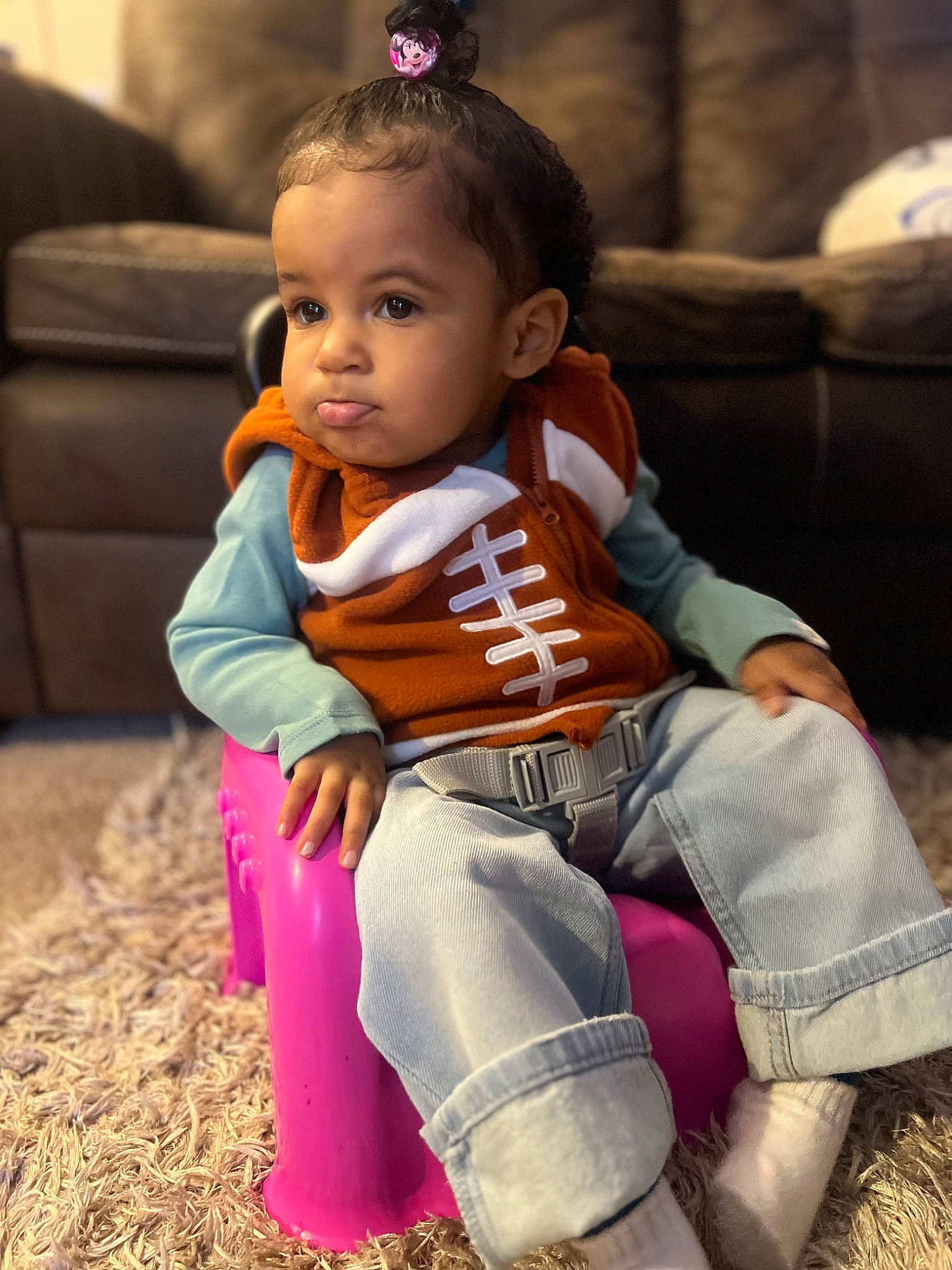 Brielle joined the competition — help win amazing prizes! baby, baby_toddler_clothing, cheek, child, child_model, denim, eye, face, flooring, fun, grass, happy, leisure, person, portrait_photography, sitting, skin, sleeve, soil, toddler