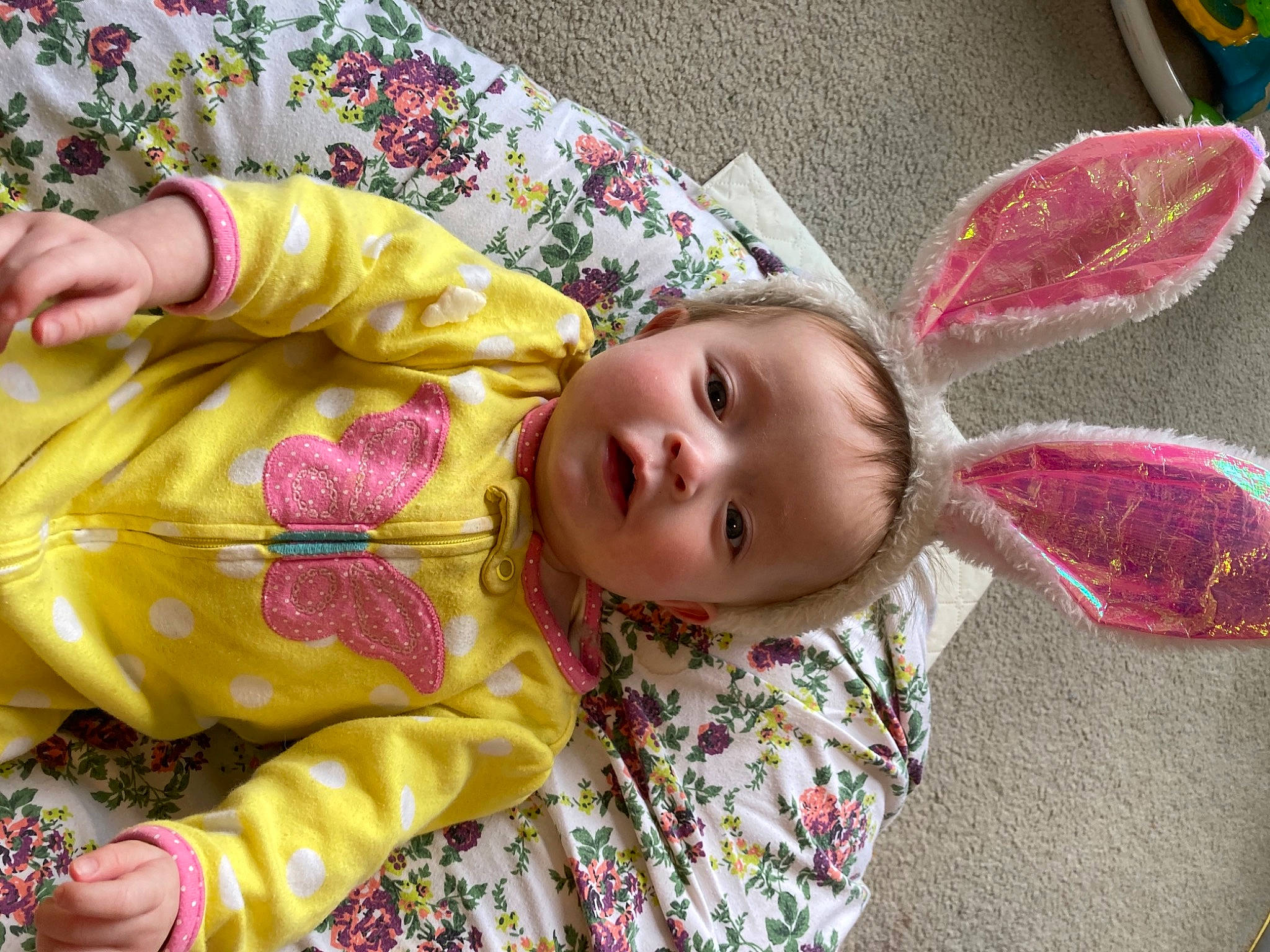 Sydney joined the competition — help win amazing prizes! baby, baby_products, baby_toddler_clothing, cheek, child, comfort, fun, happy, linens, magenta, pattern, person, pink, room, skin, textile, toddler