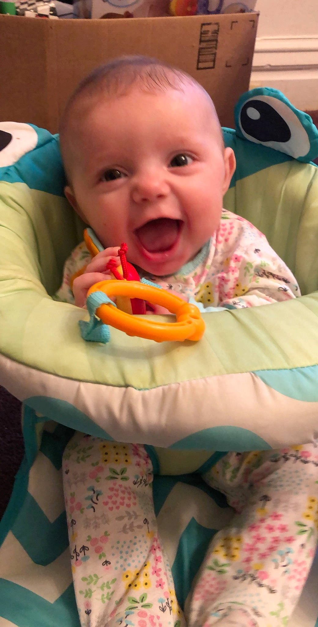 Azlynn joined the competition — help win amazing prizes! baby, baby_food, baby_products, baby_toys, cheek, child, eating, food, mouth, nose, person, play, skin, smile, toddler, toy
