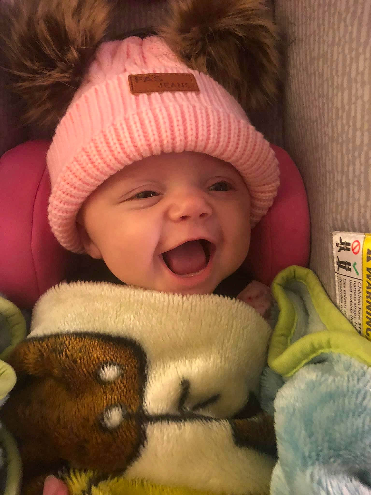 Azlynn joined the competition — help win amazing prizes! baby, baby_sleeping, bedtime, cheek, child, facial_expression, happy, headgear, headwear, mouth, nose, person, skin, smile, stuffed_toy, toddler, wool
