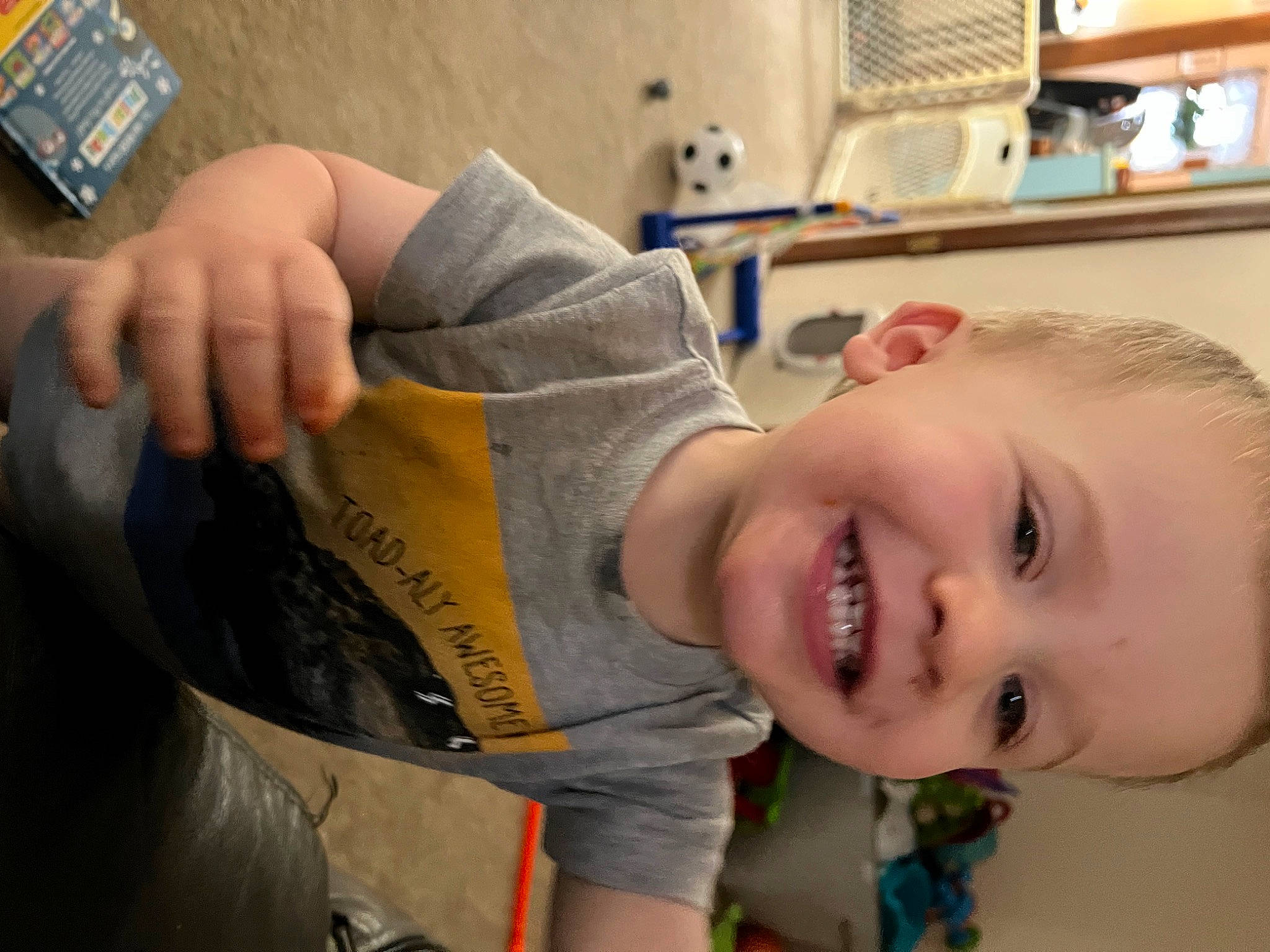 Christopher joined the competition — help win amazing prizes! cheek, chest, child, elbow, eyelash, fun, gesture, happy, joy, laugh, leisure, mouth, neck, nose, person, room, sitting, smile, t_shirt, thumb