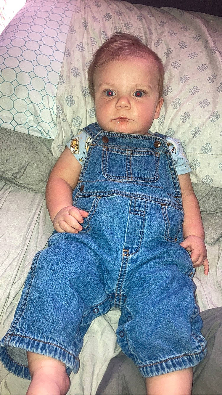 Charles joined the competition — help win amazing prizes! arm, baby, baby_toddler_clothing, cheek, child, comfort, denim, electric_blue, embellishment, face, hand, human_body, iris, neck, pattern, person, skin, sleeve, textile, toddler