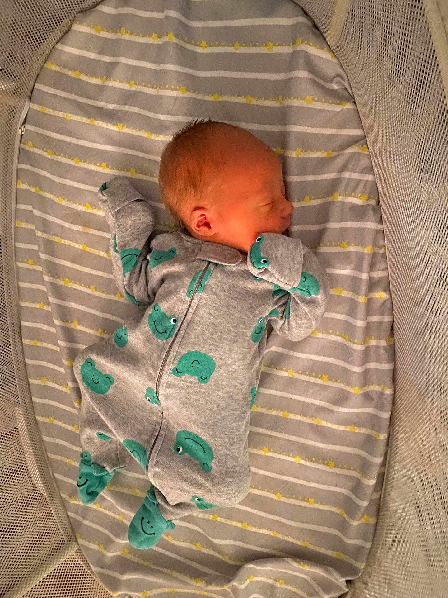 Weston joined the competition — help win amazing prizes! newborn, baby, sleeping, crib, onesie, clothing, infant, bed, sleep, cute, child, mattress, pattern, animal_print, furniture, rest, peaceful, soft, comfort, pajamas