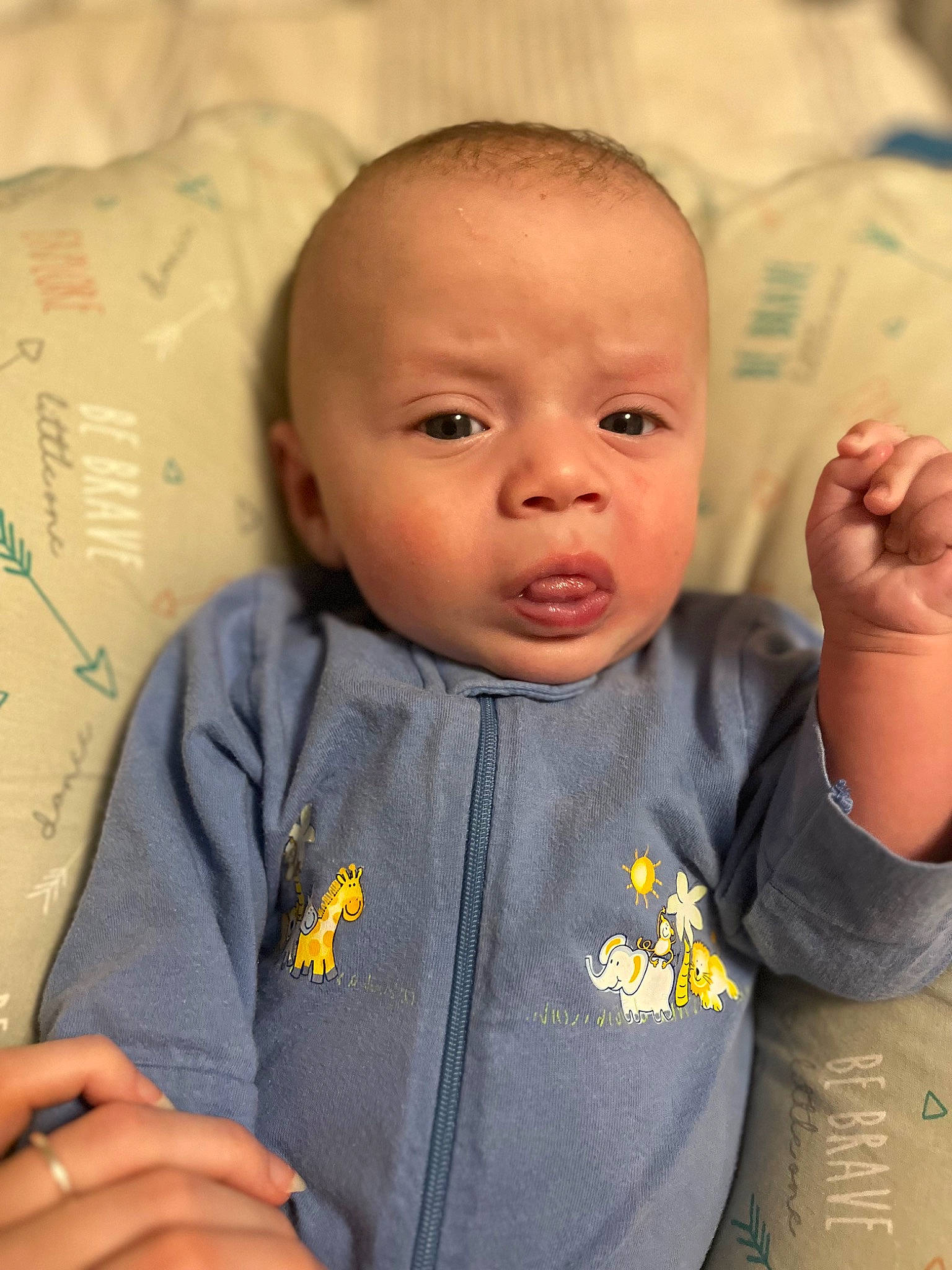 Kingston is registered to the contest to win money with this photo: baby, baby_toddler_clothing, cheek, chin, ear, eyebrow, finger, forehead, gesture, happy, iris, lip, mouth, nose, person, product, skin, sleeve, smile, thumb