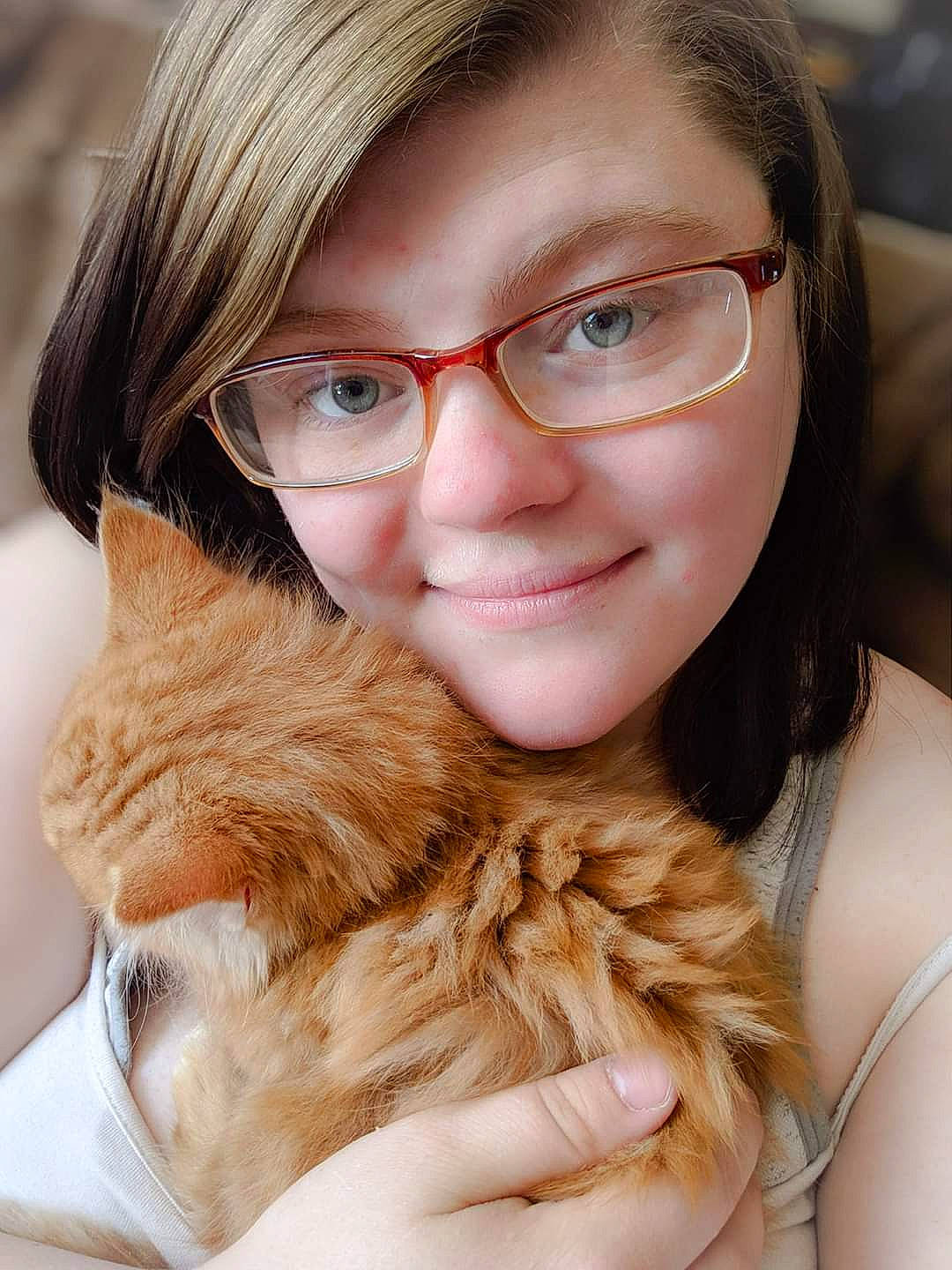 Majin joined the competition — help win amazing prizes! beauty, blond, brown_hair, eye, eyewear, face, fawn, fur, fur_clothing, glasses, hair, hairstyle, lip, long_hair, nose, skin, smile, textile, vision_care, whiskers