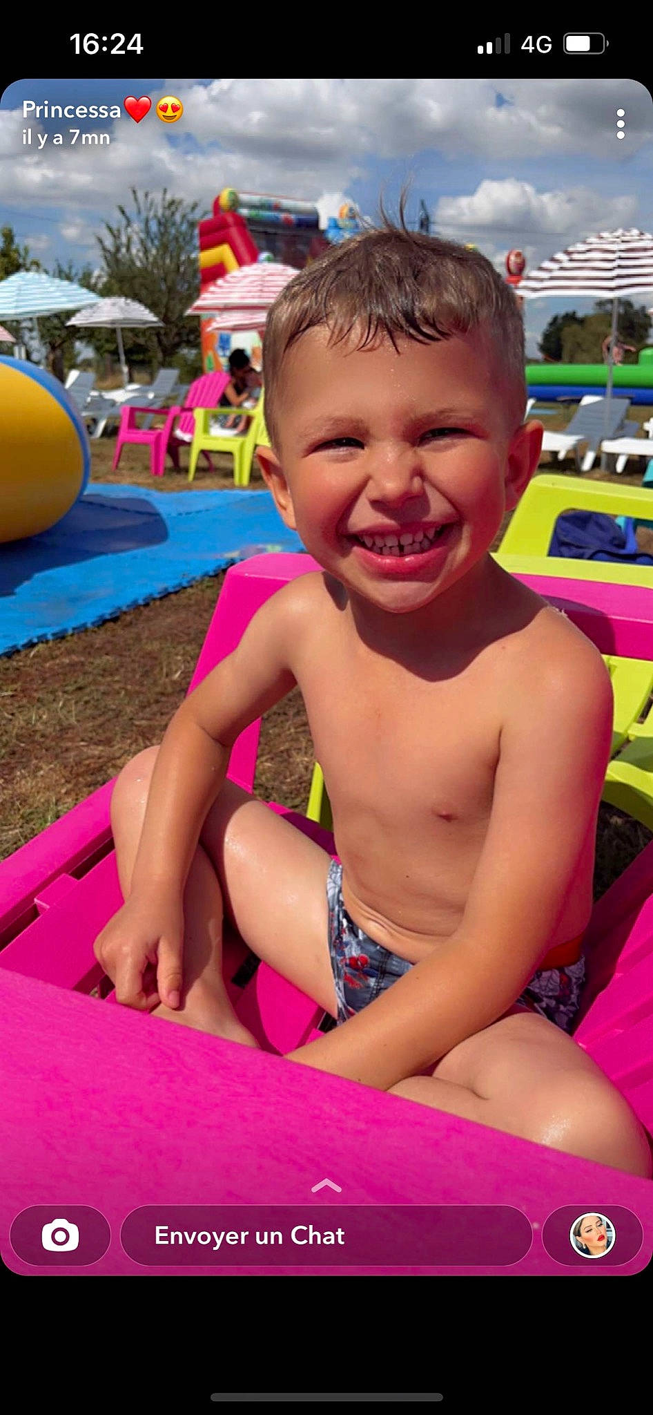 Lyam a rejoint le concours — aidez-le/la à gagner de superbes lots ! chest, child, event, fun, happy, joy, leisure, nonbuilding_structure, people_on_beach, person, photograph, play, playground, recreation, sitting, smile, summer, swimwear, thigh, toddler