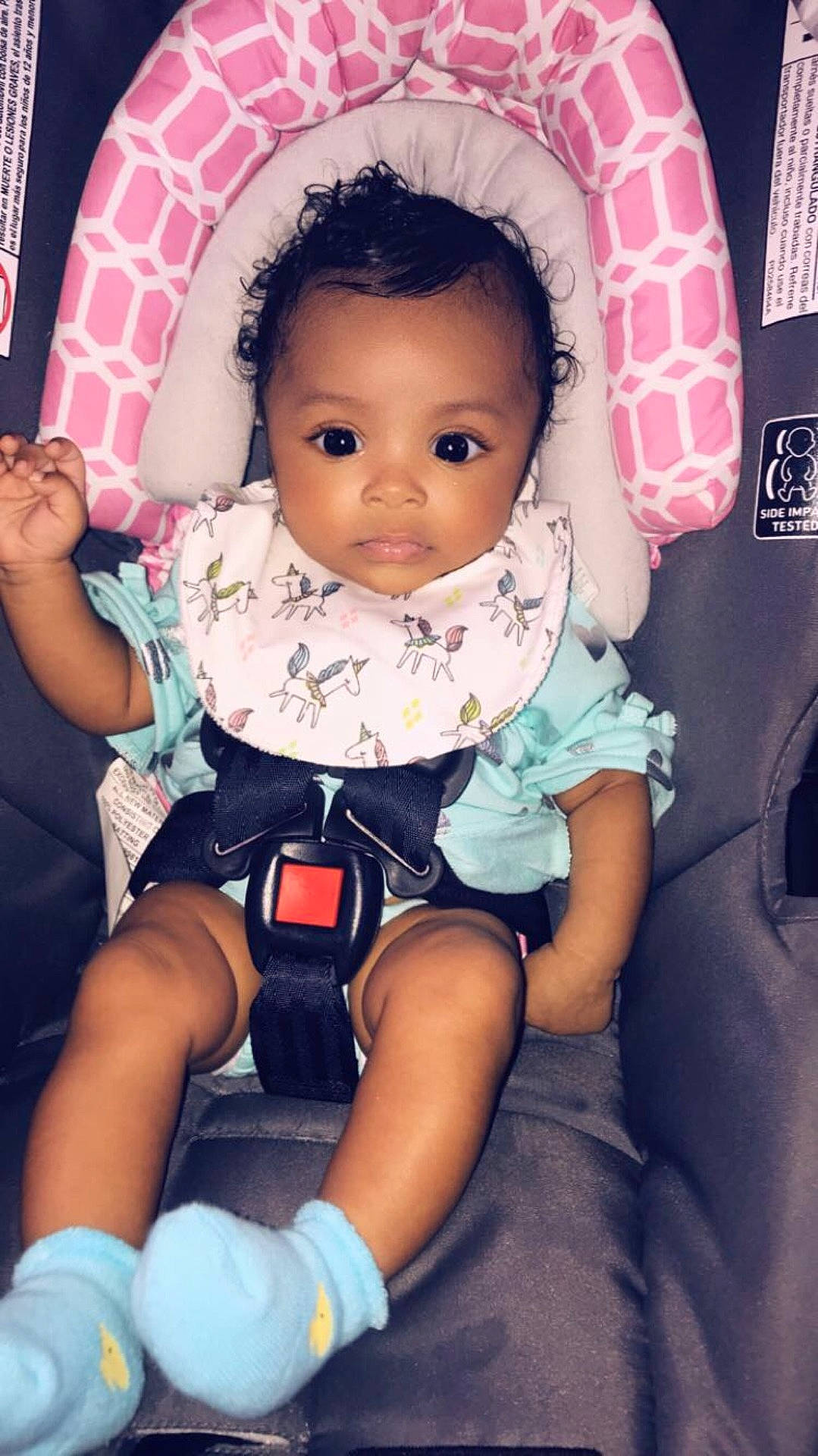 Kassidy joined the competition — help win amazing prizes! baby_products, black_hair, car_seat, child, cool, eye, fun, girl, infant, person, product, skin, textile, toddler, toy