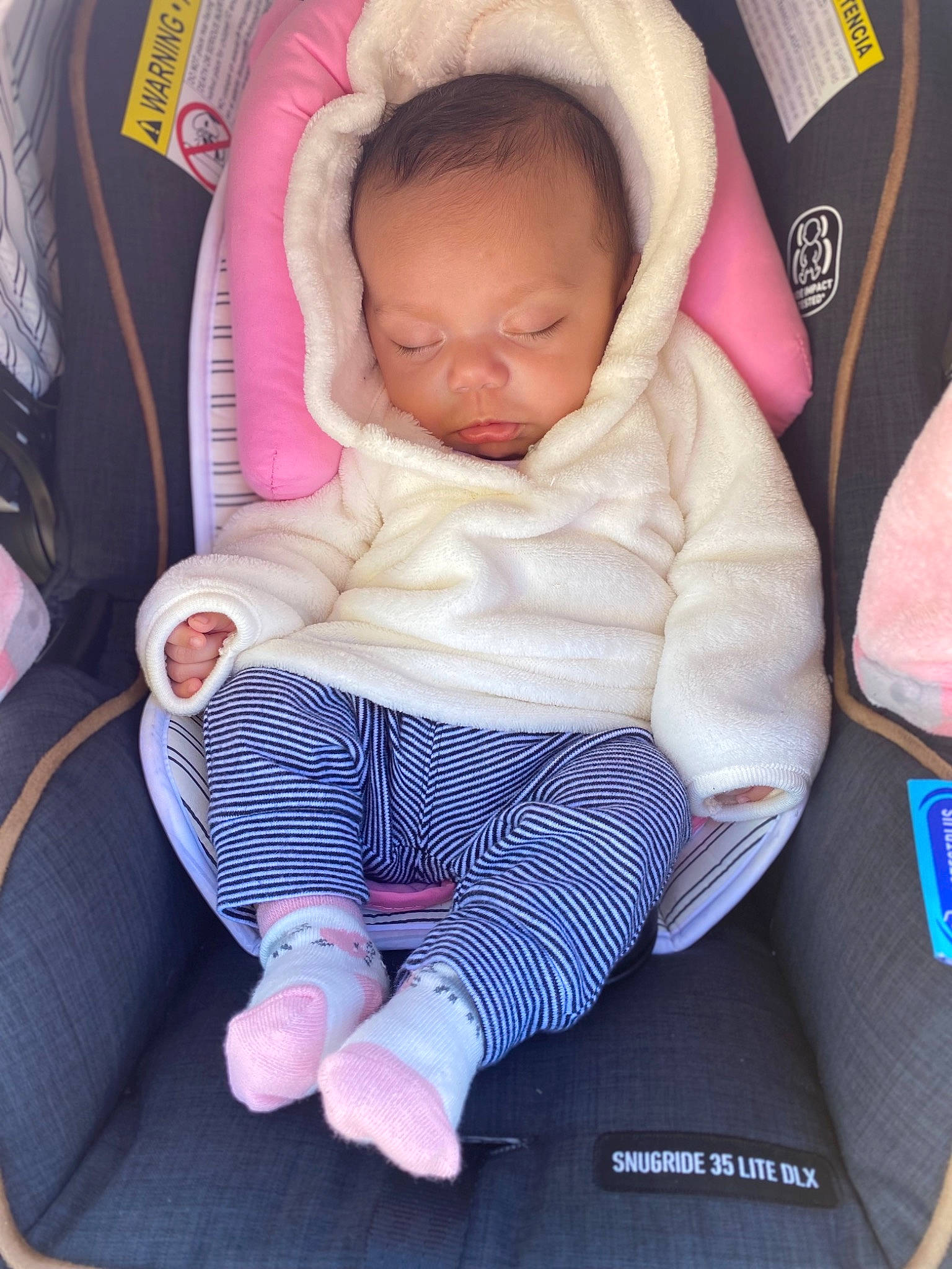 Luz Sofia joined the competition — help win amazing prizes! baby, baby_carriage, baby_in_car_seat, baby_products, baby_sleeping, baby_toddler_clothing, cheek, child, comfort, electric_blue, eye, finger, lap, linens, person, product, sitting, skin, sleeve, thumb