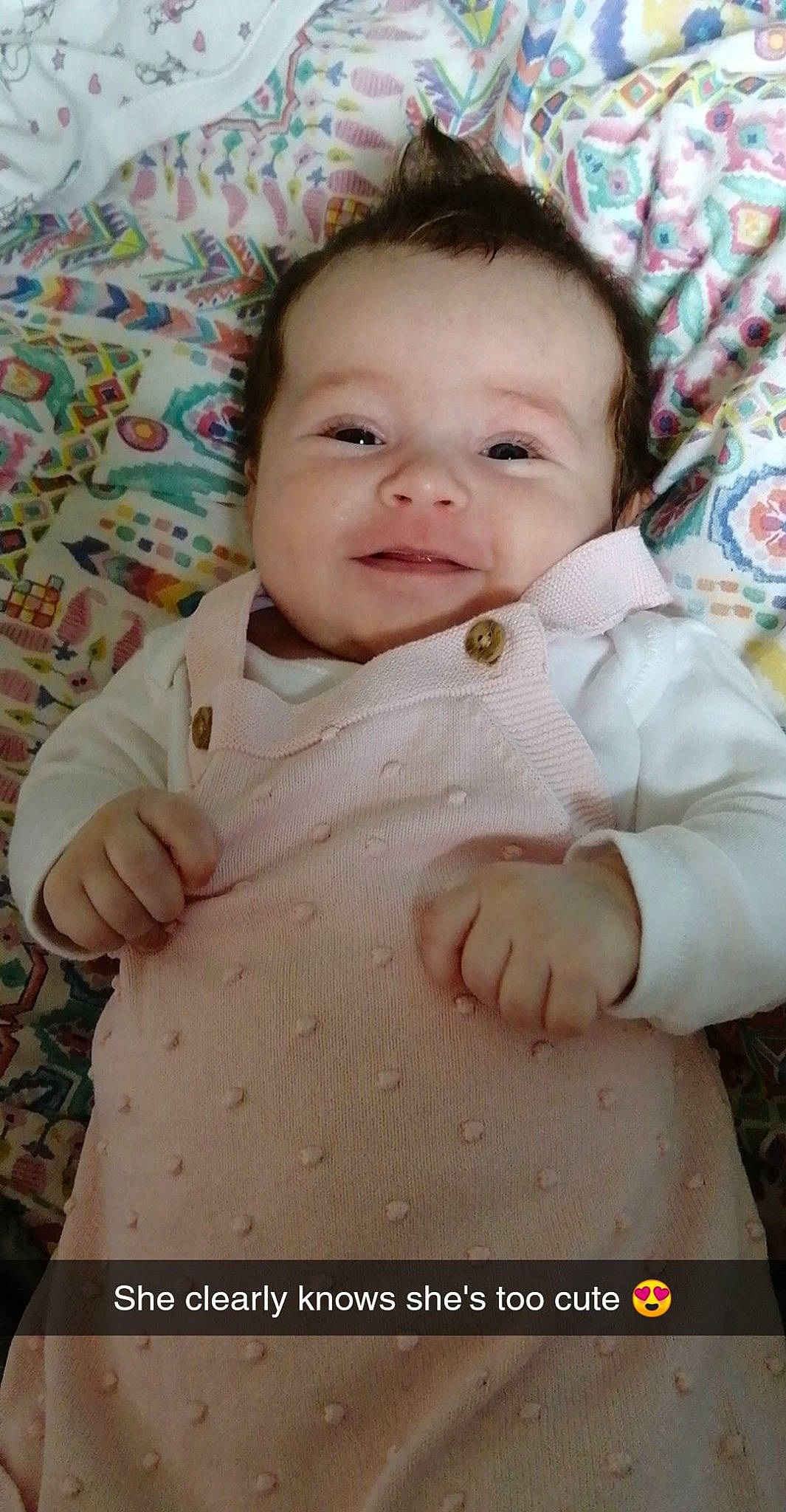 Kasey joined the competition — help win amazing prizes! baby, baby_toddler_clothing, cheek, child, chin, eye, face, gesture, happy, head, iris, lip, mouth, nose, pattern, person, pink, skin, sleeve, smile