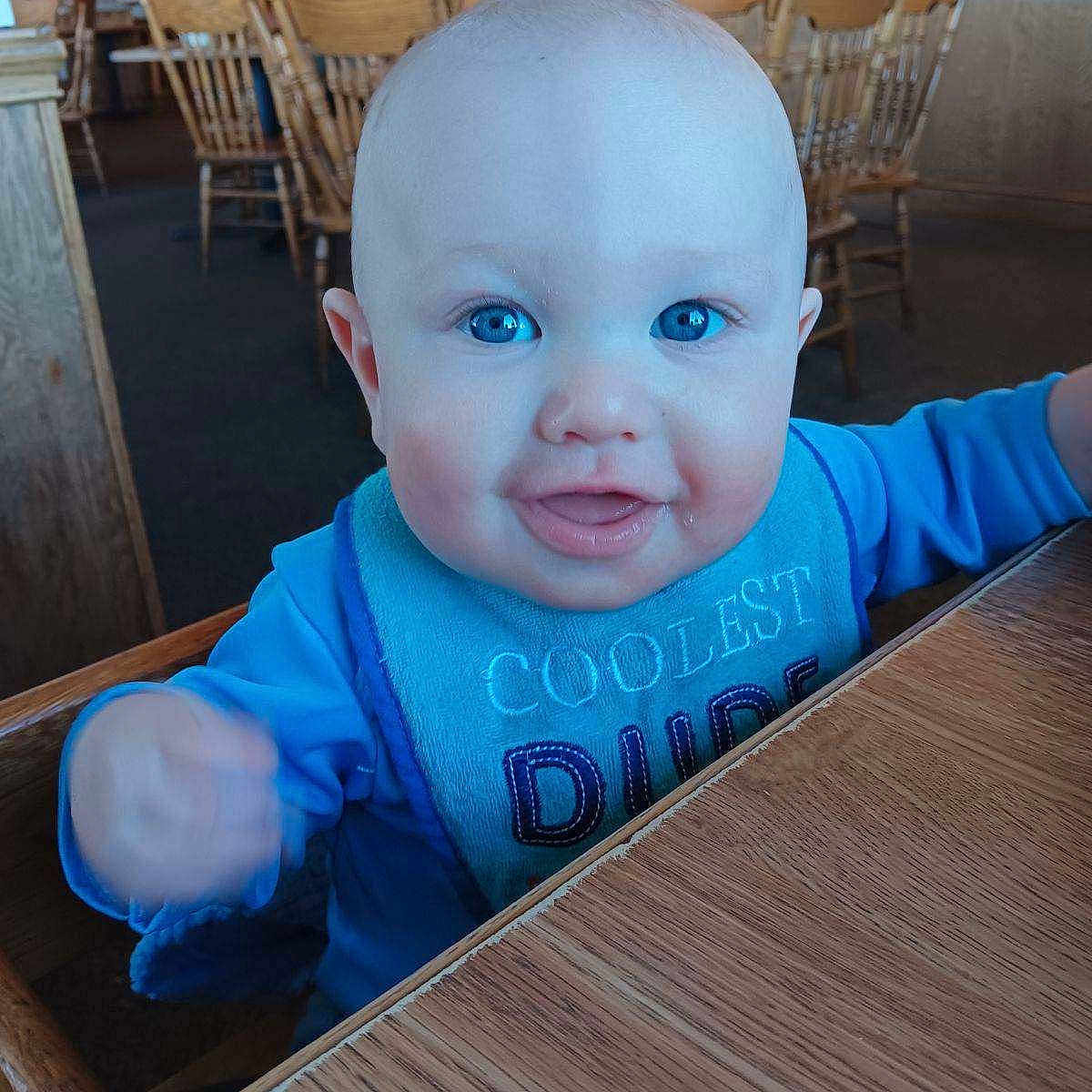 Andrew joined the competition — help win amazing prizes! architecture, baby, building, chair, cutlery, diningroom, diningtable, face, furniture, happy, hardwood, head, indoors, person, photography, portrait, room, spoon, table, wood