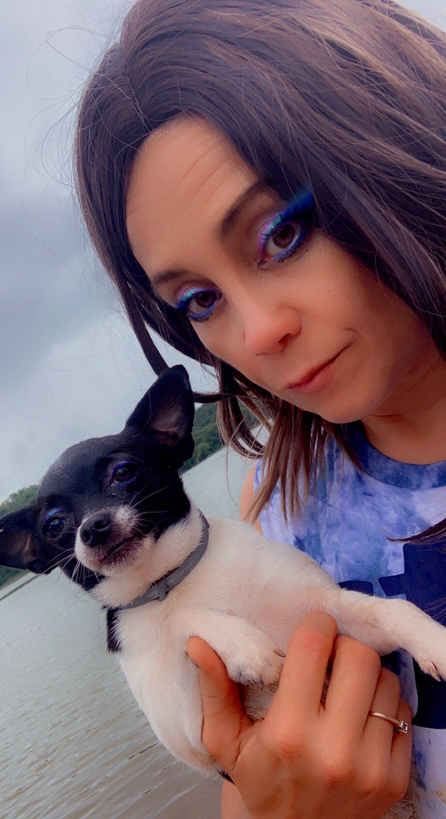 Wah Wah is registered to the contest to win money with this photo: bangs, black_hair, brown_hair, carnivore, child, companion_dog, dog, dog_breed, eye, eyelash, fawn, hand, happy, long_hair, nail, organ, skin, snout, toy_dog, whiskers