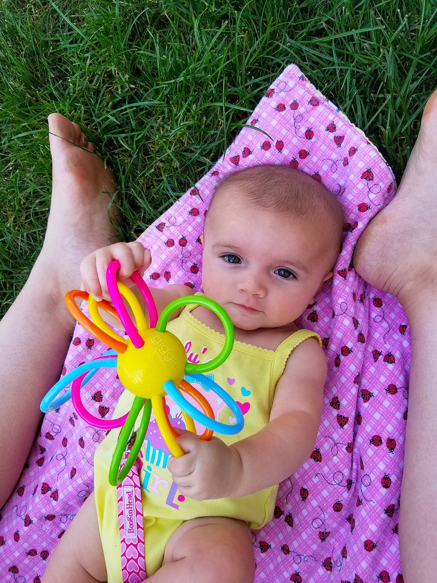 Astoria joined the competition — help win amazing prizes! baby_products, child, finger, flower, girl, hair_accessory, hand, infant, iris, person, petal, pink, product, skin, smile, toddler