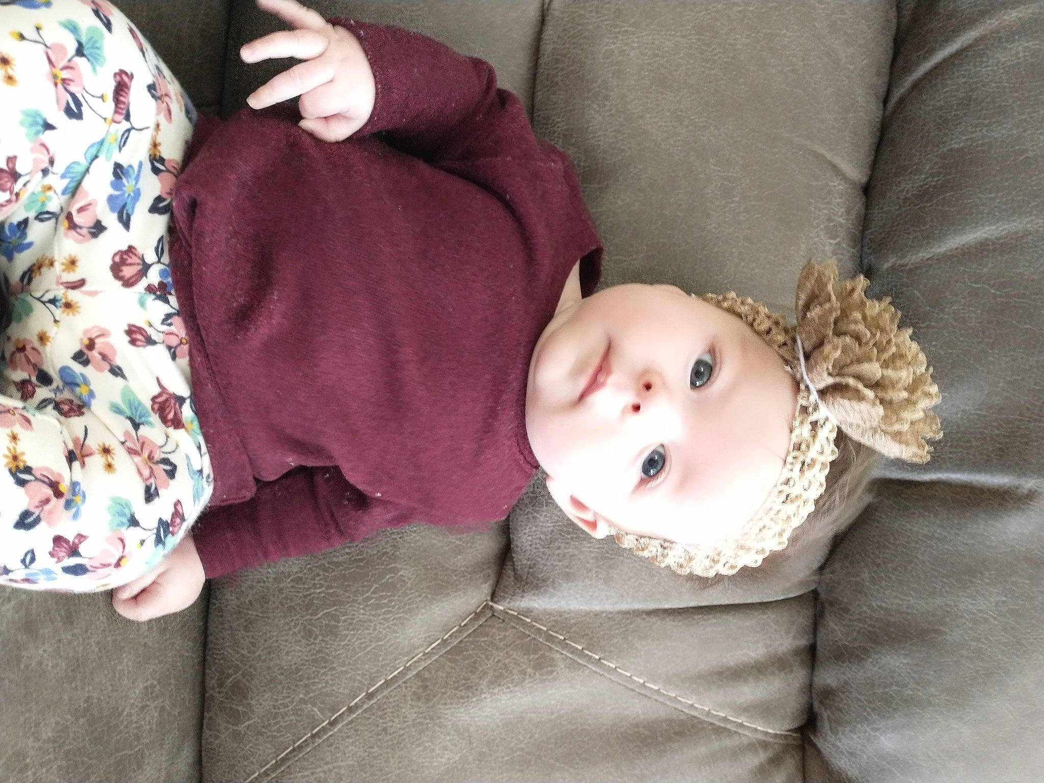 Evangeline joined the competition — help win amazing prizes! baby, baby_products, baby_toddler_clothing, cheek, child, comfort, eye, fur, headwear, linens, pattern, person, sitting, skin, sleeve, toddler, wood, wool
