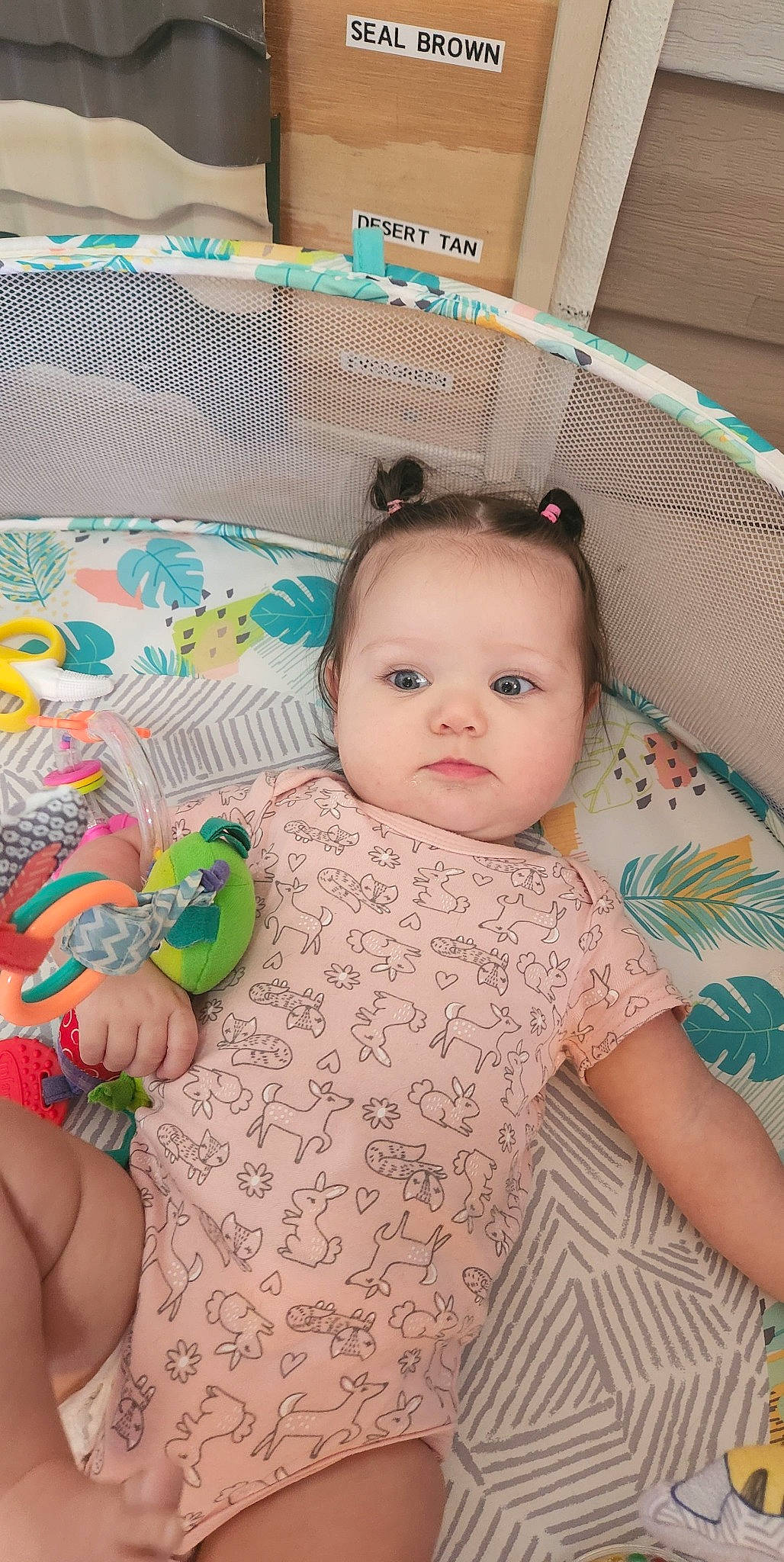 Savannah joined the competition — help win amazing prizes! baby, baby_toddler_clothing, cheek, eye, eyelash, facial_expression, hairstyle, head, iris, mouth, neck, nose, organ, person, pink, product, skin, sleeve, textile, toddler