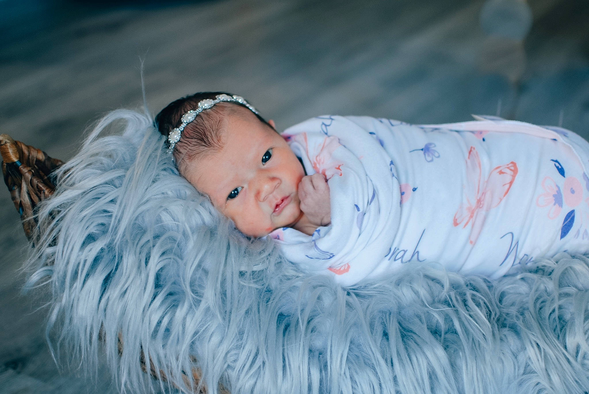 Norah Grace joined the competition — help win amazing prizes! baby, blue, child, eye, fur, hair_accessory, person, photography, portrait_photography, skin, sky, toddler