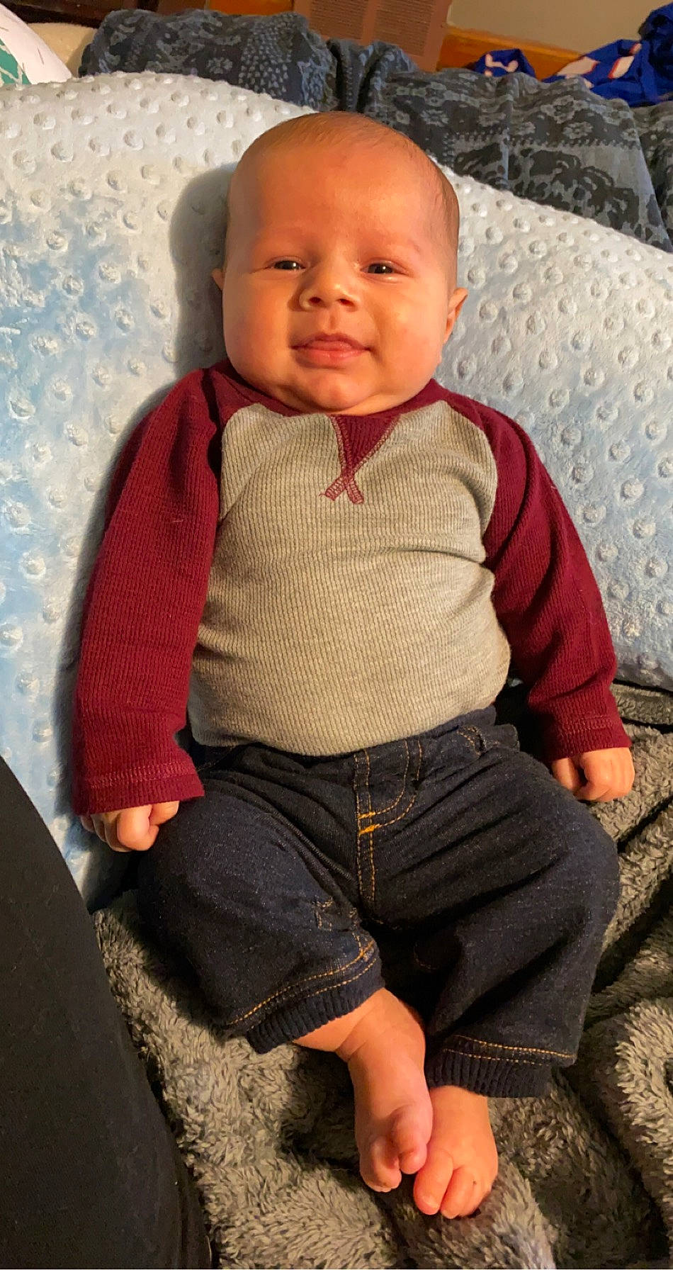 Oliver Jack joined the competition — help win amazing prizes! baby, cheek, child, head, outerwear, person, sitting, skin, smile, toddler