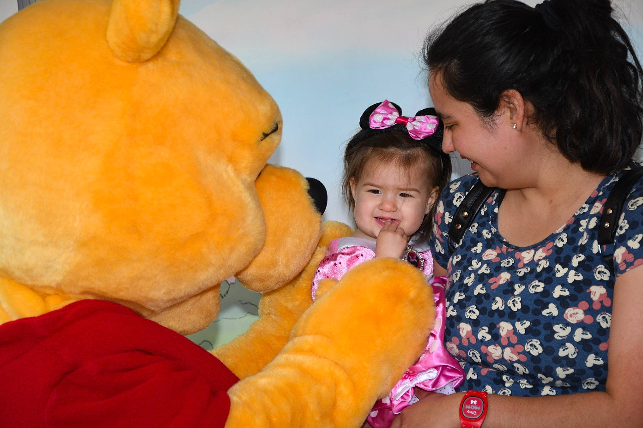 Makenzie is registered to the contest to win money with this photo: baby, baby_toddler_clothing, comfort, face, fun, gesture, happy, head, interaction, joy, nose, organ, person, pink, playing_with_kids, skin, smile, stuffed_toy, teddy_bear, textile