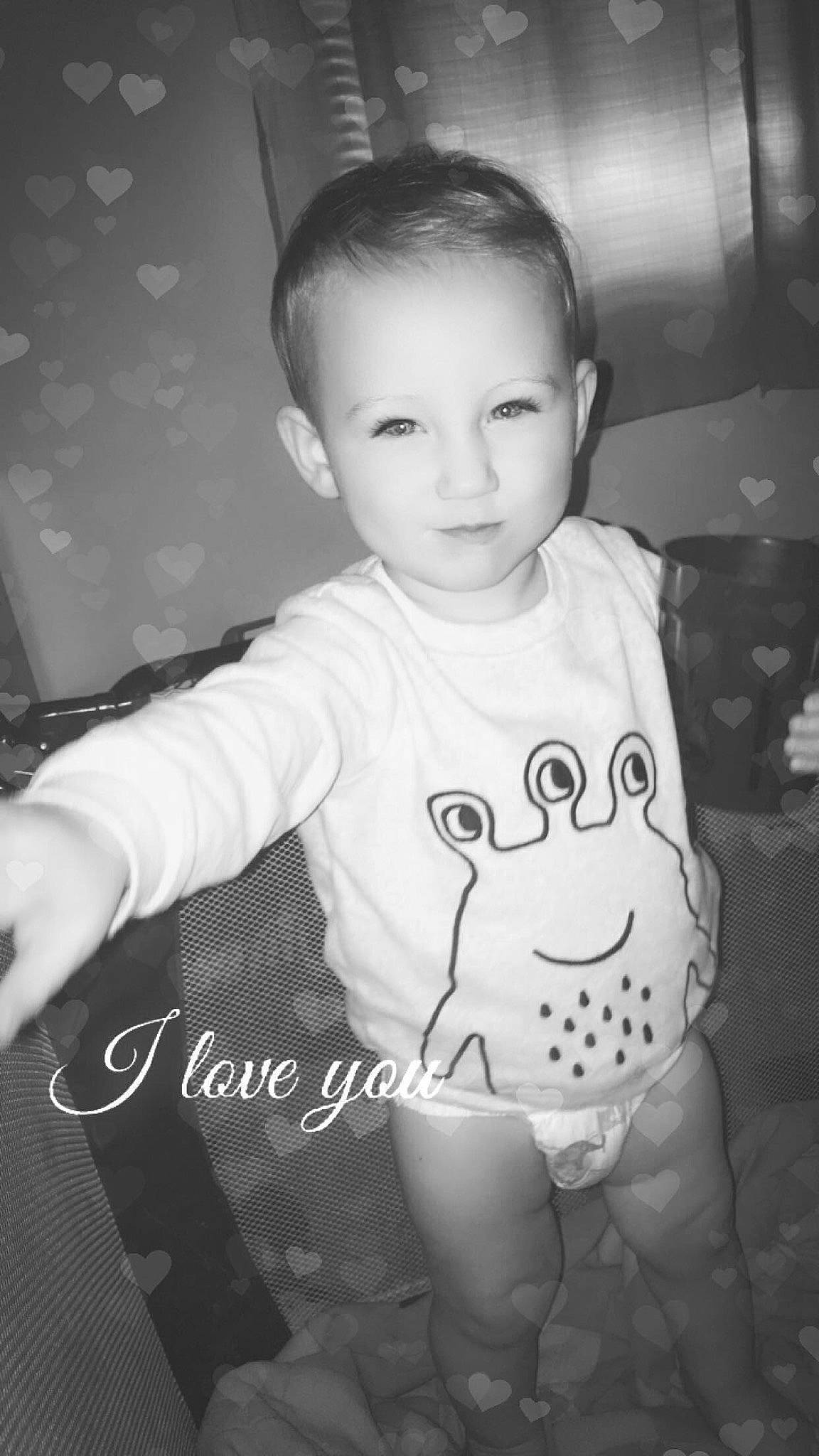 Kyson joined the competition — help win amazing prizes! baby, baby_toddler_clothing, black_and_white, cheek, child, face, facial_expression, happy, head, lip, monochrome, monochrome_photography, person, photograph, photography, skin, smile, snapshot, standing, toddler