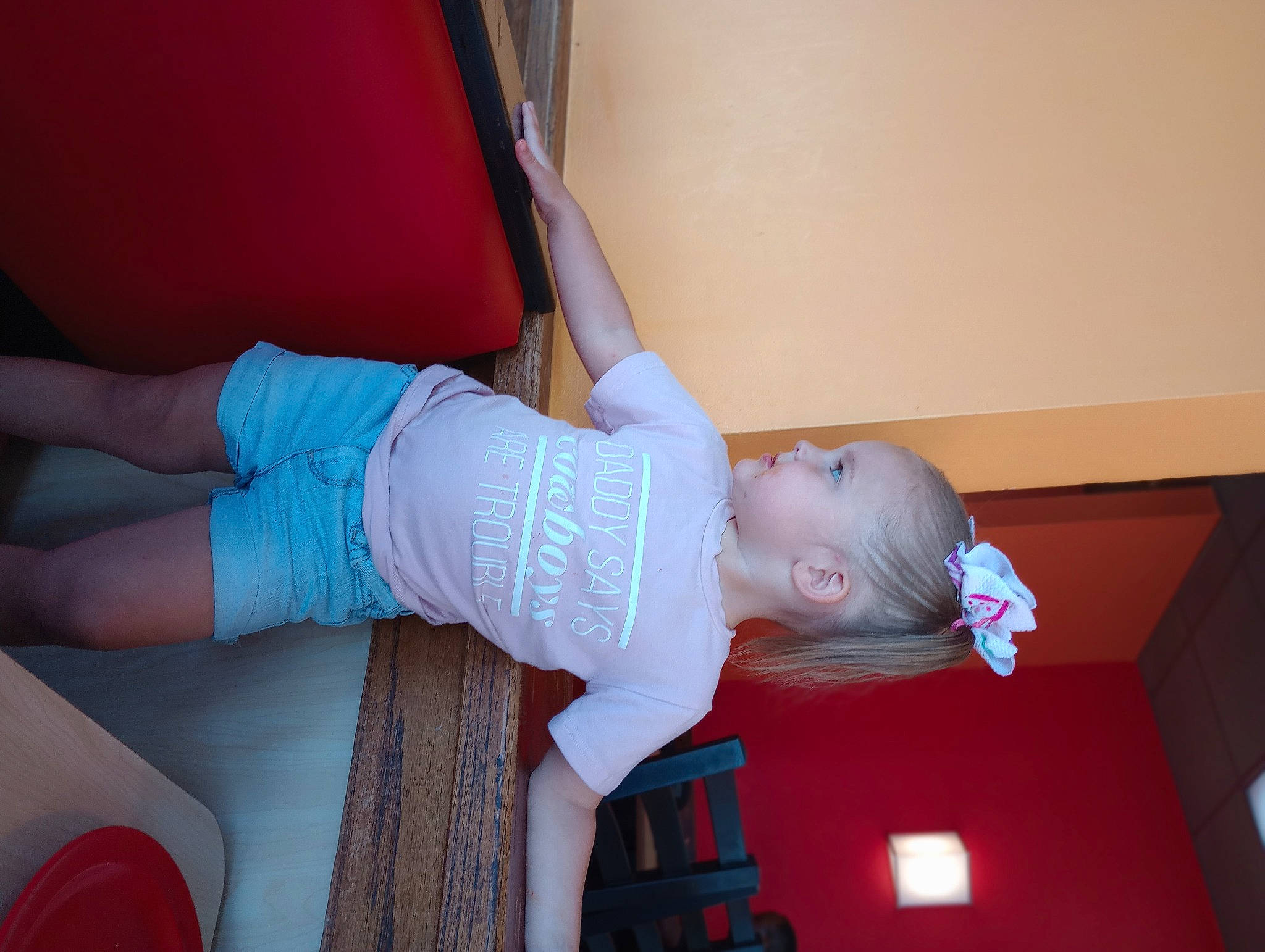 Mazikeen is registered to the contest to win money with this photo: baby, baby_products, baby_toddler_clothing, child, comfort, elbow, flooring, foot, fun, hardwood, human_leg, joint, knee, person, room, sitting, skin, sock, thigh, toddler