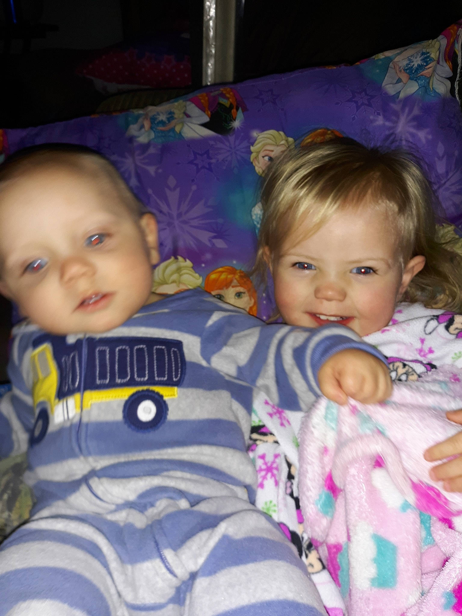 Denver is registered to the contest to win money with this photo: baby, bedtime, cheek, child, eye, iris, joy, person, pink, sibling, skin, smile, toddler