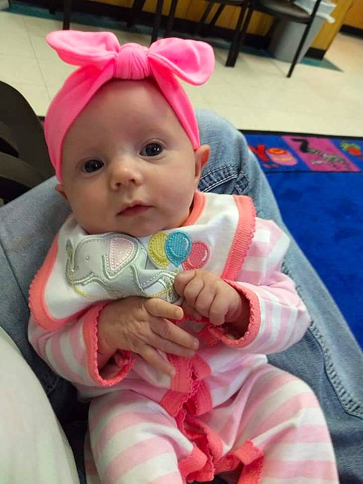 Blakeleigh is registered to the contest to win money with this photo: baby, cheek, child, headgear, person, pink, skin, toddler