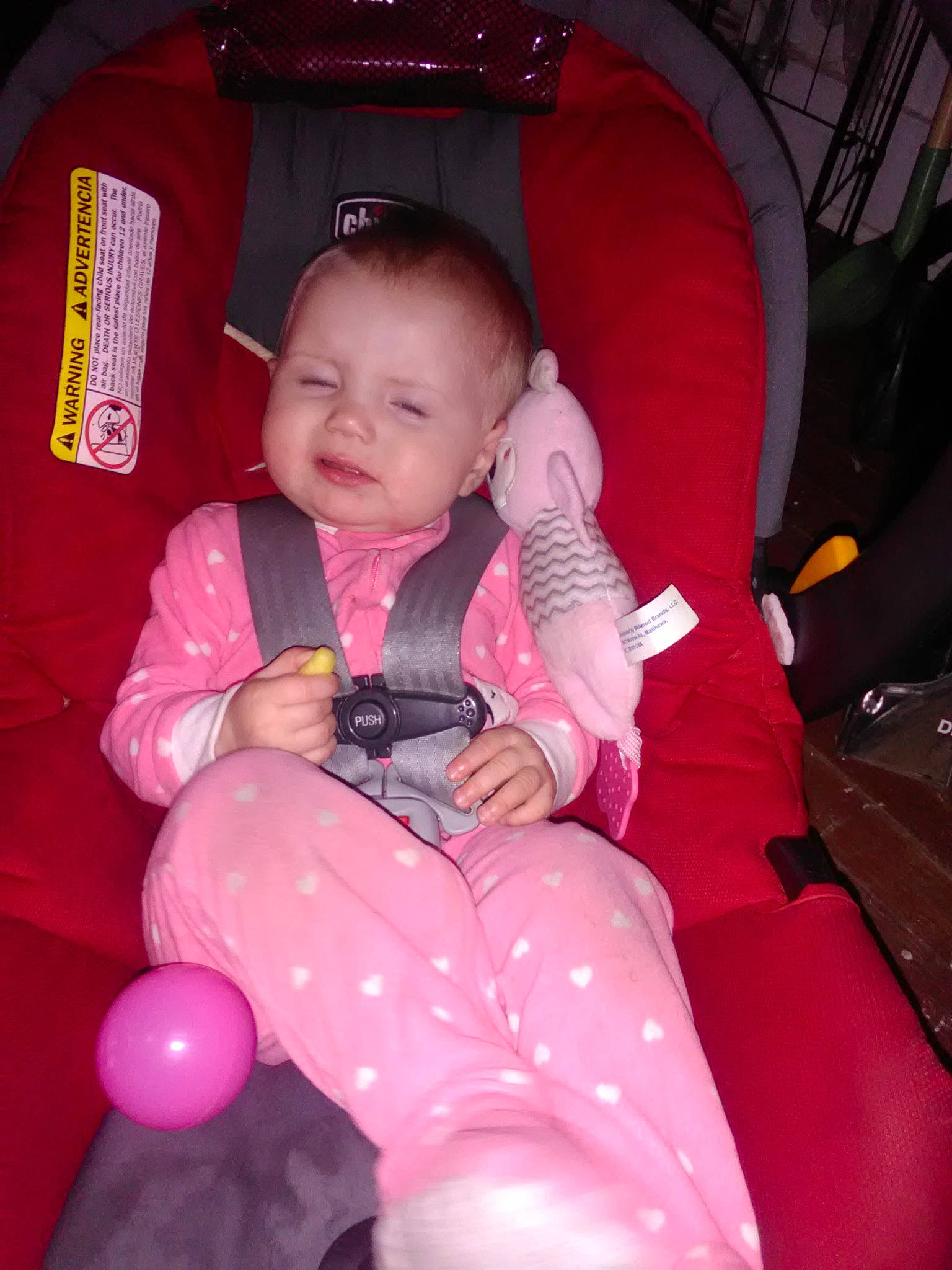 Blakeleigh joined the competition — help win amazing prizes! car_seat, child, fun, magenta, person, pink, product, smile, toddler