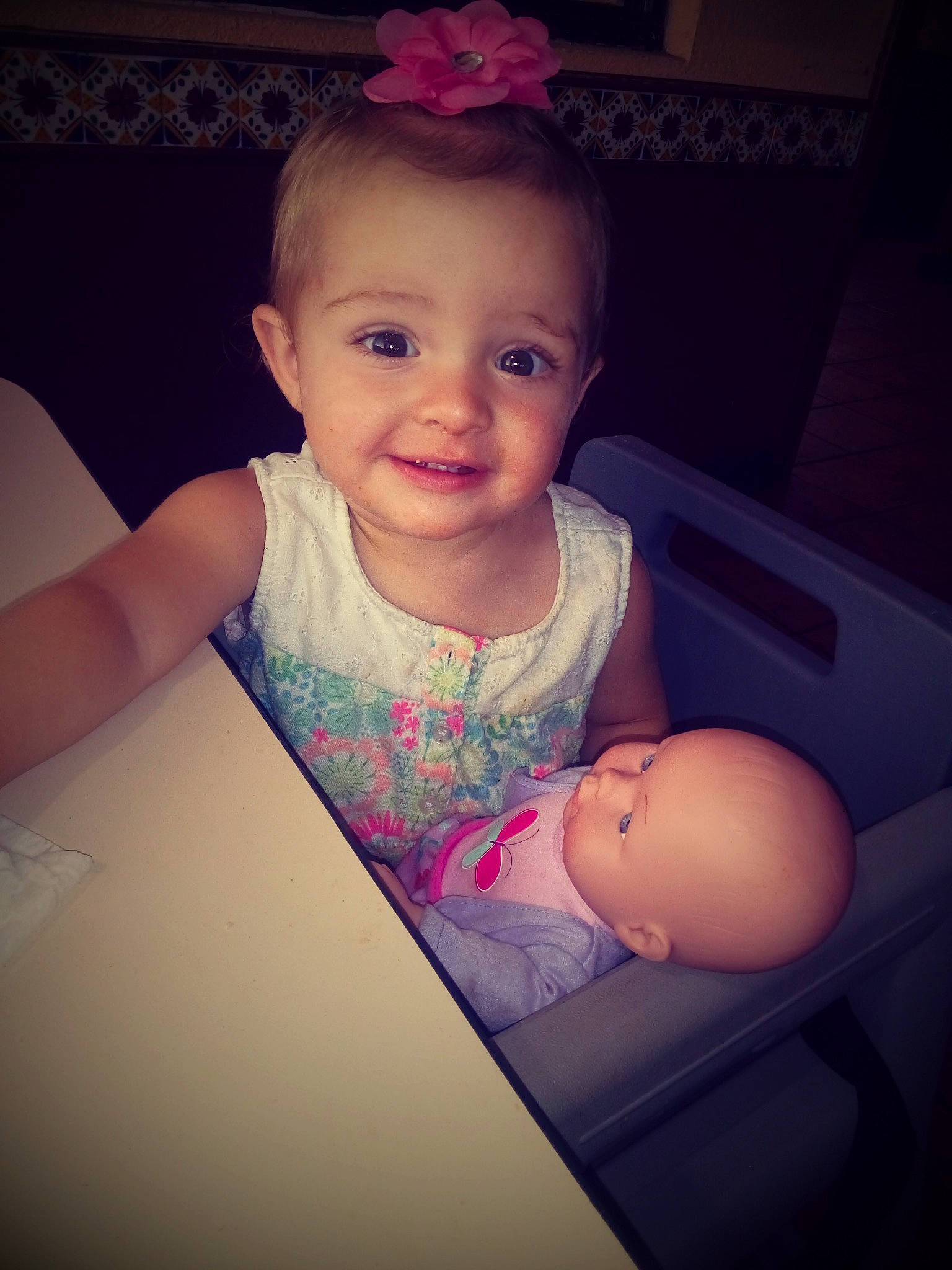 Addalyn is registered to the contest to win money with this photo: arm, baby, beauty, cheek, child, chin, eye, face, forehead, fun, head, iris, joy, lip, mouth, nose, organ, person, pink, skin