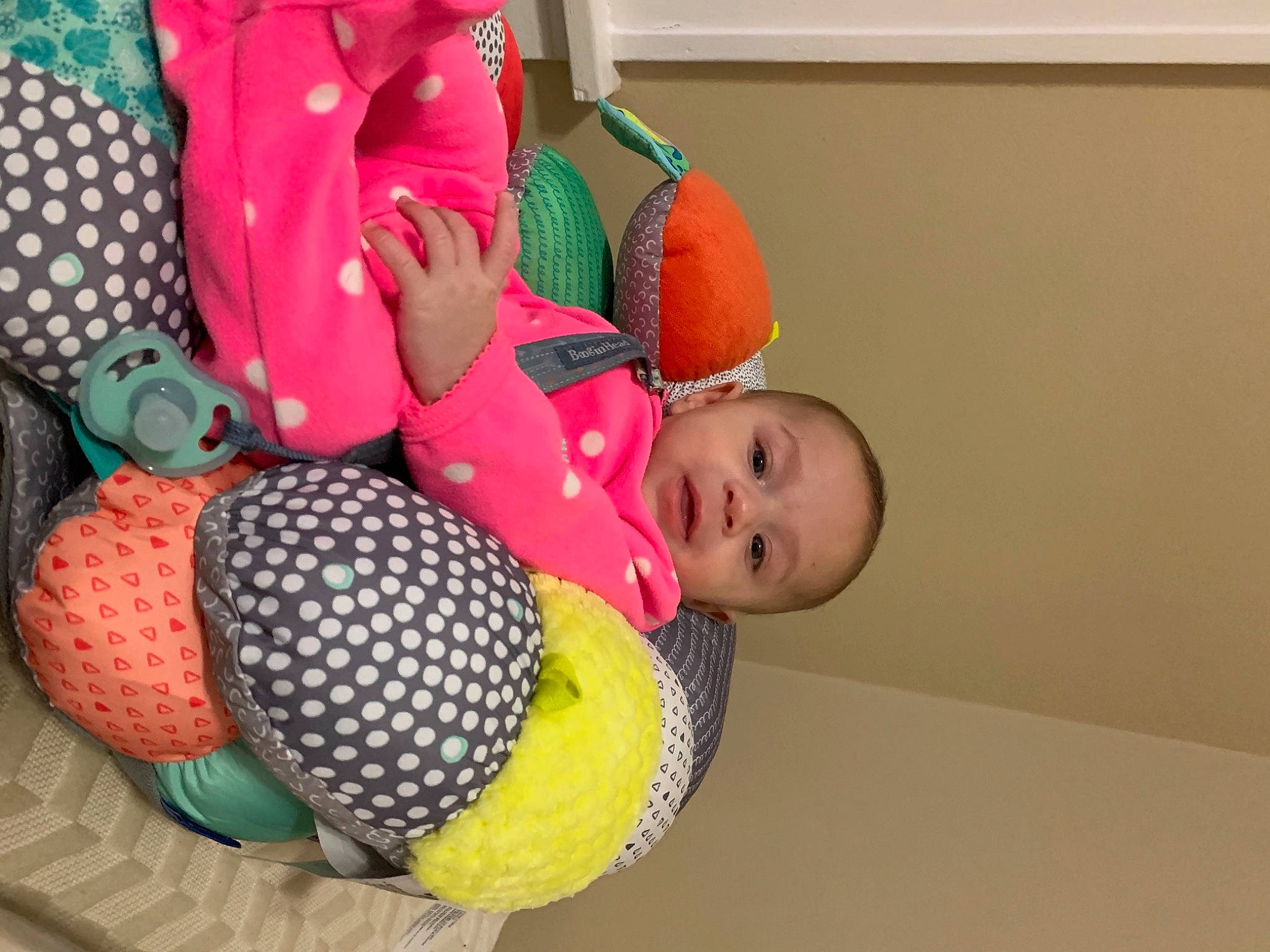Amaya joined the competition — help win amazing prizes! baby, baby_products, baby_toddler_clothing, carmine, child, fun, happy, magenta, pattern, person, room, sports_toy, stuffed_toy, toddler, toy