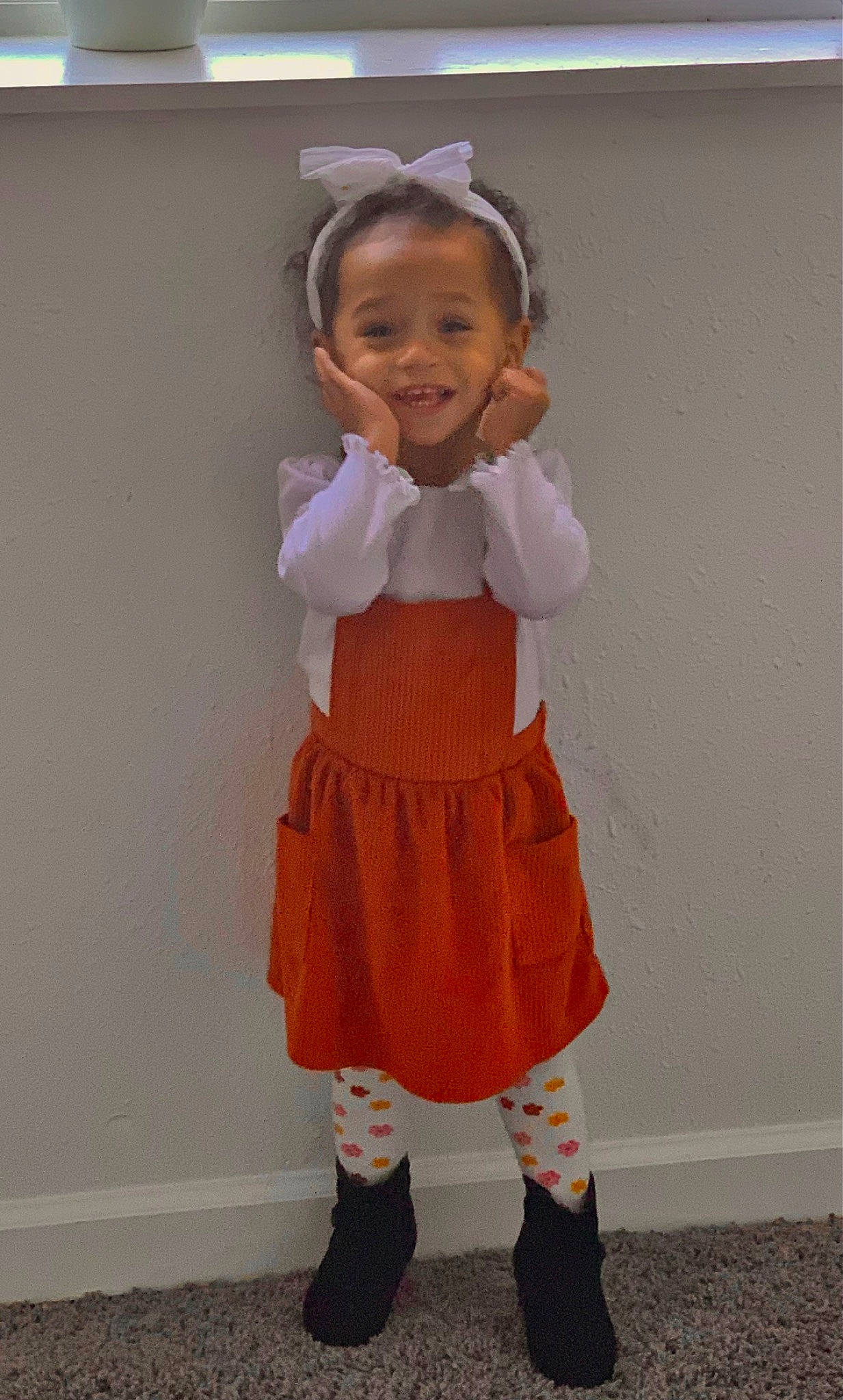 Amaya joined the competition — help win amazing prizes! baby_toddler_clothing, day_dress, dress, face, fashion_design, hair, hairstyle, happy, head, headgear, human_body, knee, leg, person, sleeve, smile, sock, toddler, trunk, uniform