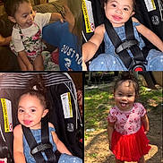 Nova joined the competition — help win amazing prizes! child, toddler, baby, girl, smiling, happy, portrait, collage, car_seat, seatbelt, outdoor, indoor, dress, overalls, pink_clothing, red_skirt, shoes, playful, family_photo, photography