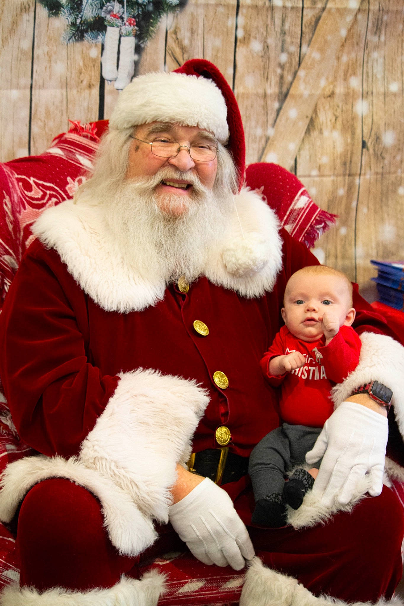 Kamden joined the competition — help win amazing prizes! beard, christmas, event, face, facial_hair, fun, happy, hat, head, headwear, holiday, human_body, lap, organ, person, red, santa_claus, sleeve, smile, tree