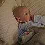 Archie joined the competition — help win amazing prizes! baby, infant, bed, pillow, blanket, plush_toy, elephant_toy, sleepwear, cozy, indoor, child, cute, soft_texture, resting, comfort, person, small_hands, sucking_finger, lying_down, warm_lighting