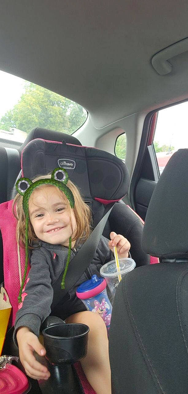 Eleanor Grant is registered to the contest to win money with this photo: auto_part, automotive_design, car, car_seat, car_seat_cover, family_car, fun, happy, head_restraint, joy, motor_vehicle, passenger, person, plant, seat_belt, smile, steering_part, steering_wheel, toddler, vehicle