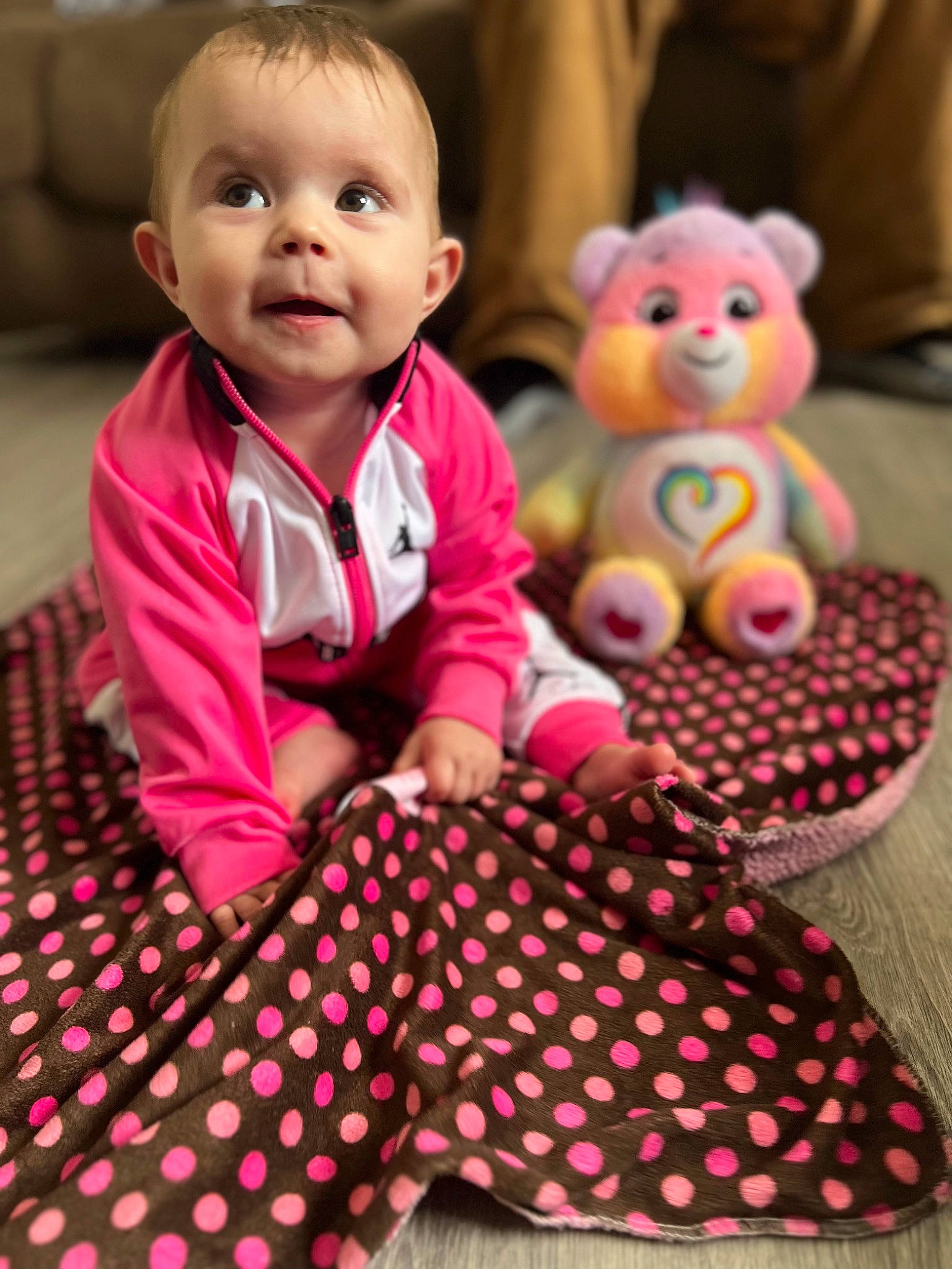 Legacy joined the competition — help win amazing prizes! arm, baby, baby_toddler_clothing, cheek, child, doll, eye, floor, flooring, fun, happy, head, pattern, person, pink, skin, sleeve, textile, toddler, toy