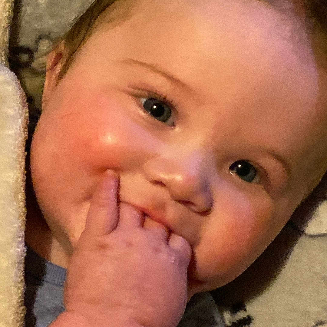 Haden joined the competition — help win amazing prizes! baby, blanket, bodypart, face, finger, hand, happy, head, homedecor, indoors, laughing, mouth, newborn, person, photography, portrait, quilt, selfie, smile, teeth