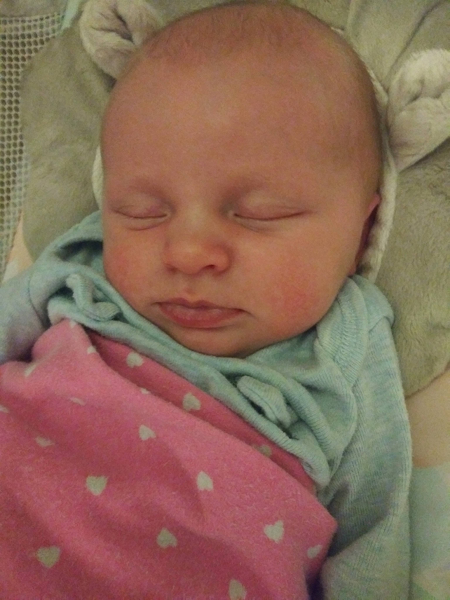 Bentlee is registered to the contest to win money with this photo: baby, baby_sleeping, bedtime, birth, cheek, child, chin, eye, face, forehead, head, linens, lip, mouth, nap, nose, person, pink, skin, sleep