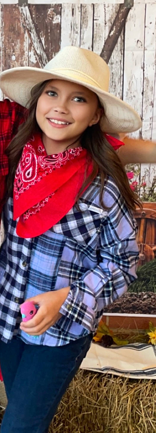 Emma Kate joined the competition — help win amazing prizes! beauty, black_hair, brown_hair, cool, eyewear, fashion_design, happy, headwear, joy, magenta, neck, pattern, person, photograph, plaid, plant, scarf, shawl, sleeve, smile