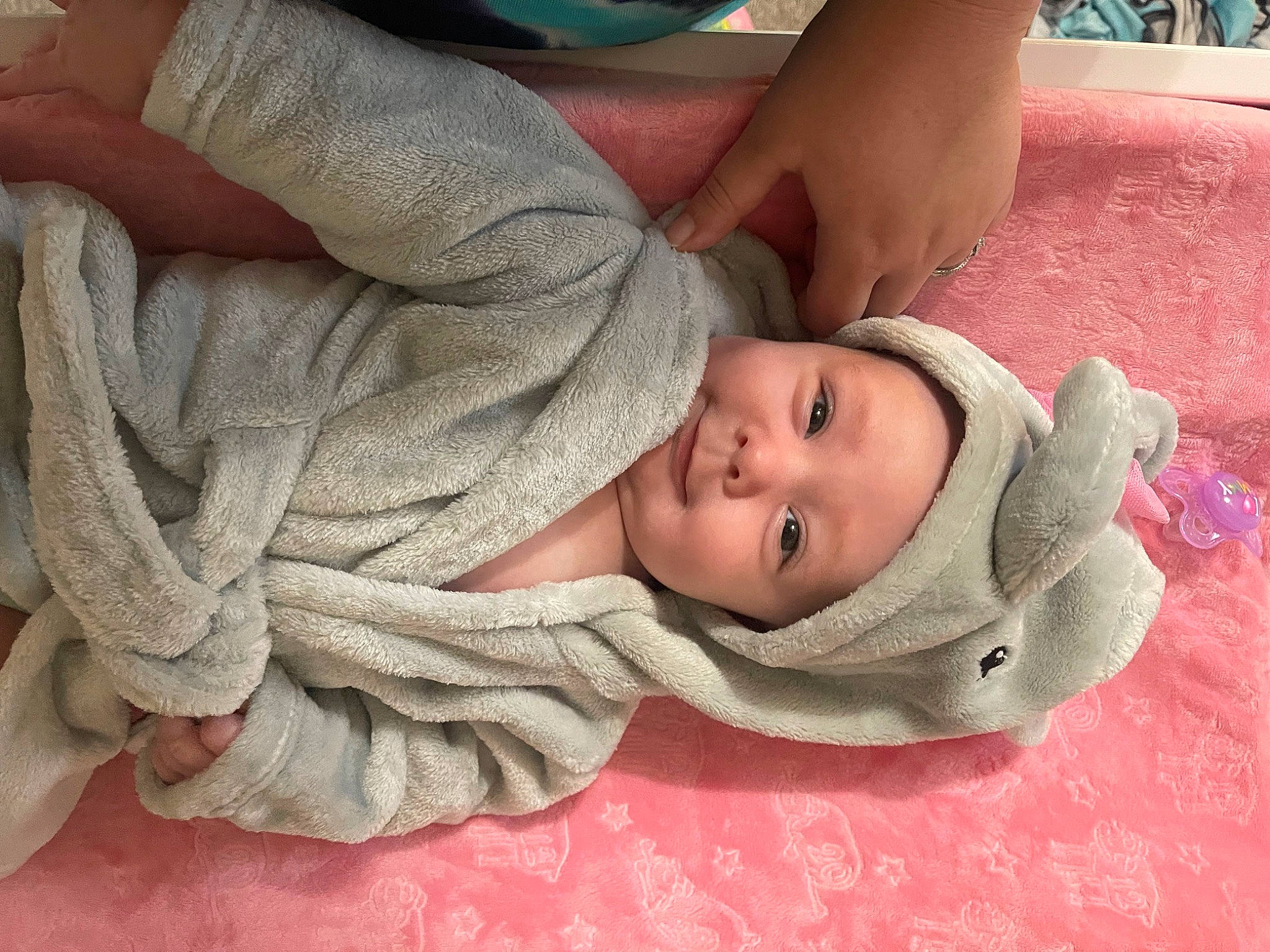 Calliope is registered to the contest to win money with this photo: baby, baby_toddler_clothing, cheek, child, comfort, eye, finger, head, headgear, headwear, linens, lip, mouth, nose, person, product, skin, smile, textile, toddler